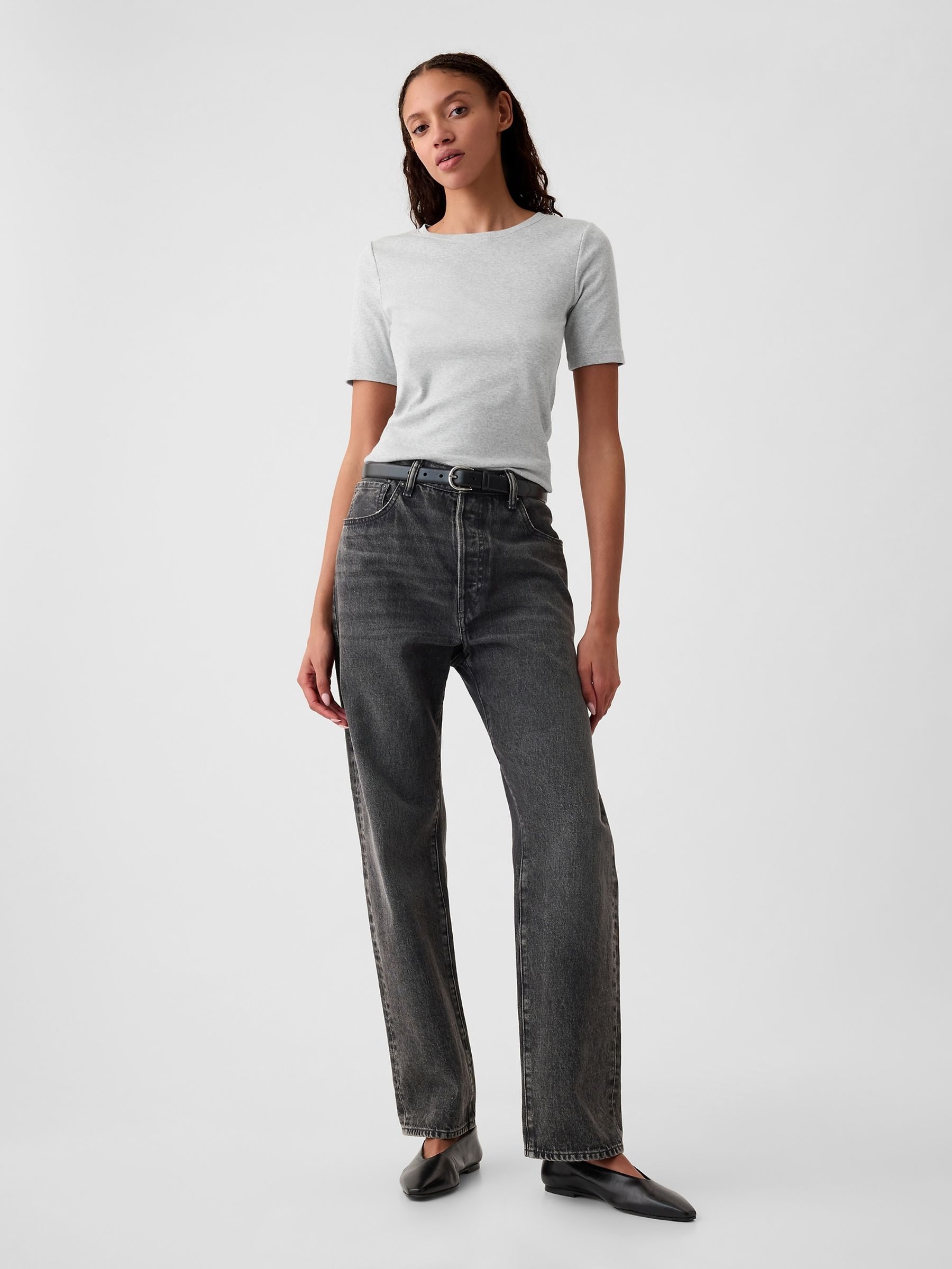 Grey Short Sleeve Modern Cotton-Modal Crew Neck T-Shirt - Image 3 of 4