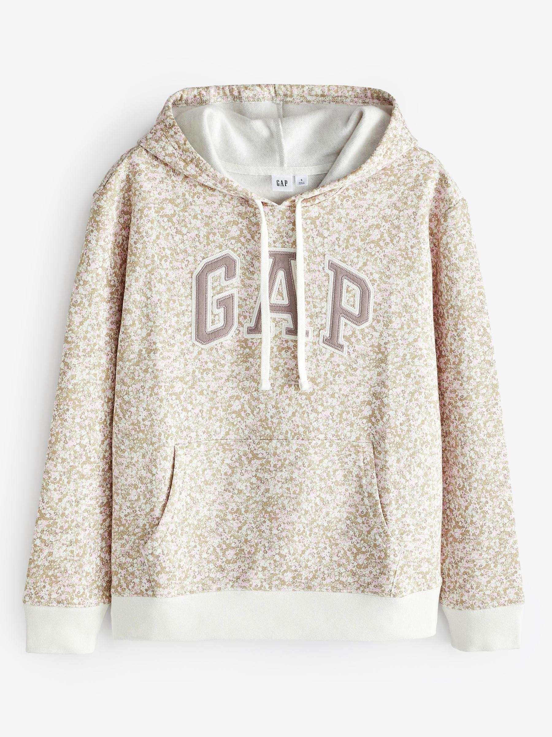 Cream and Beige Floral Logo Hoodie - Image 3 of 3