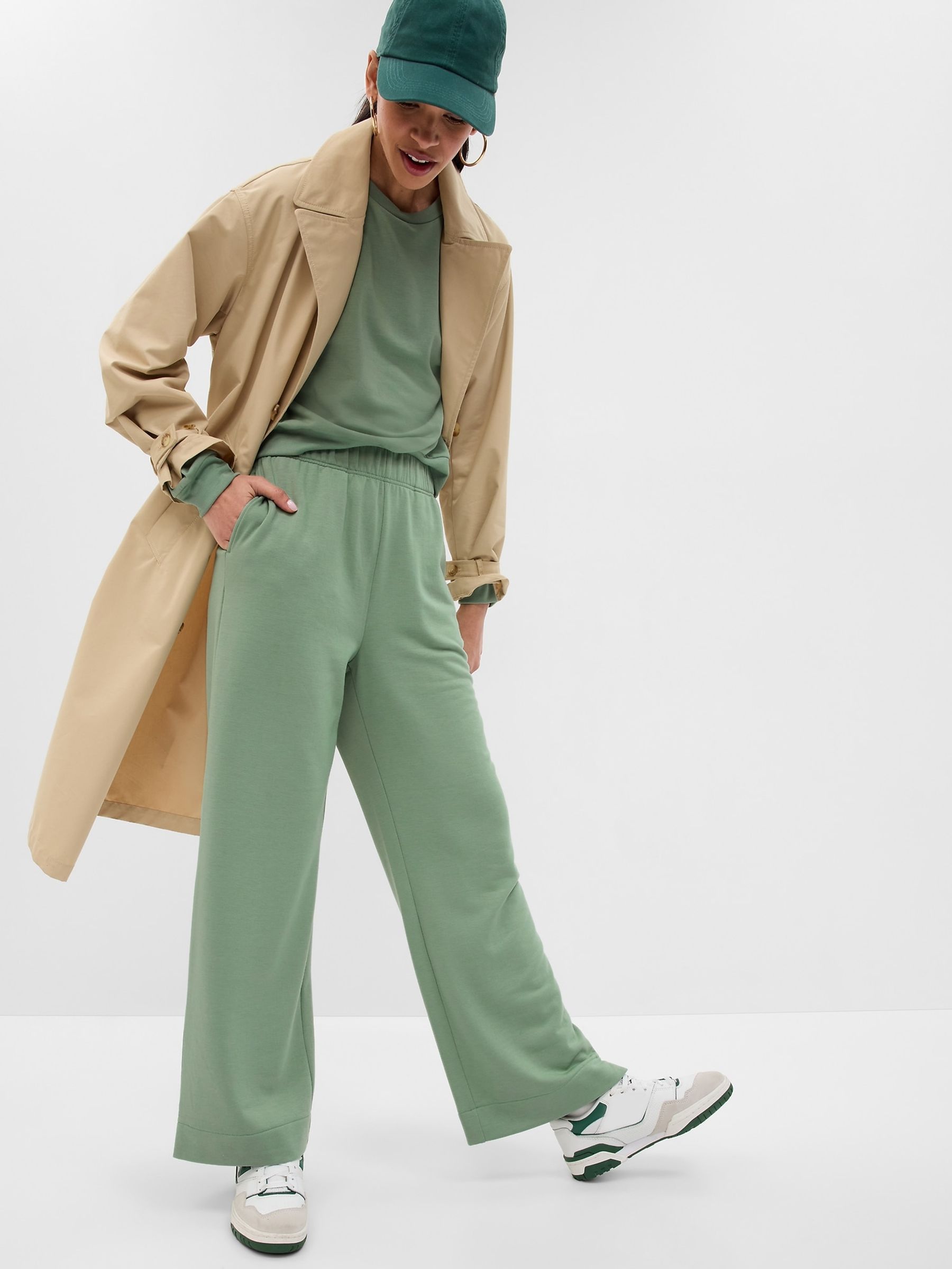 Green High Rise Cloud Light Wide-Leg trouserss - Image 1 of 2