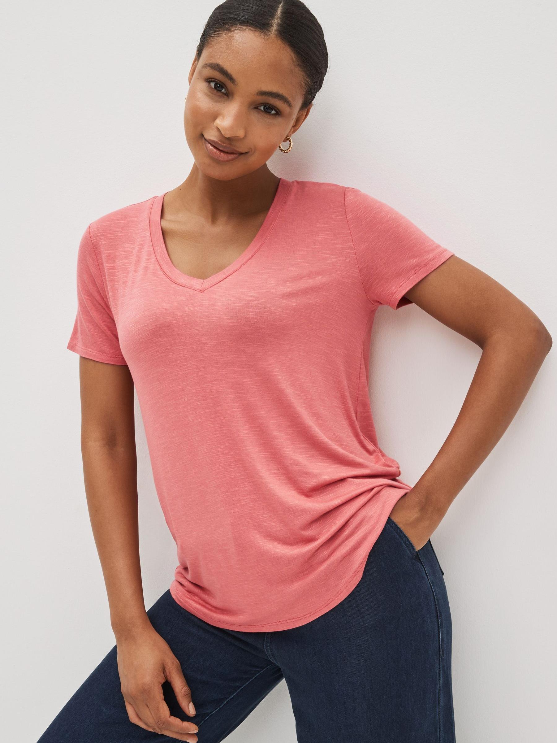 Luxe Short Sleeve V-Neck T-Shirt - Image 1 of 4