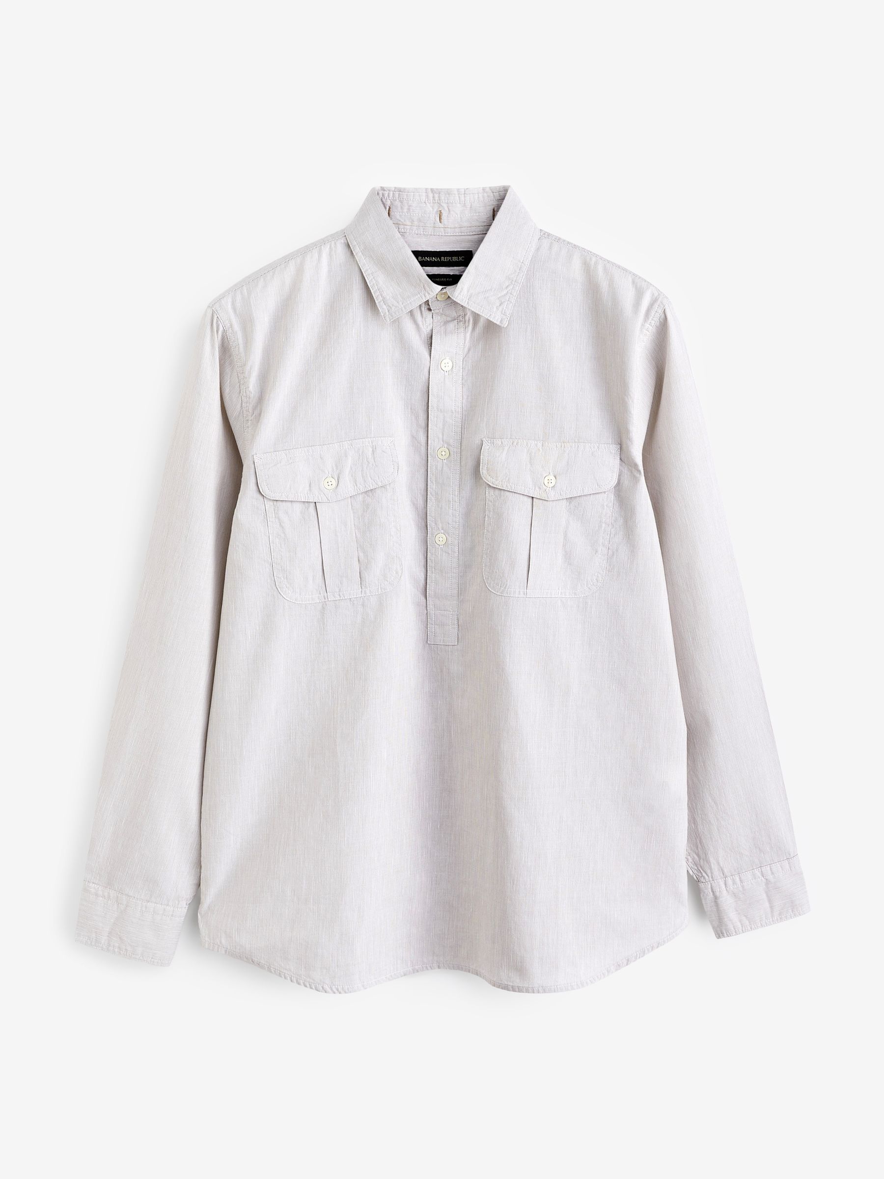 Banana Republic White Barre Cotton-Linen Popover Shirt - Image 5 of 5