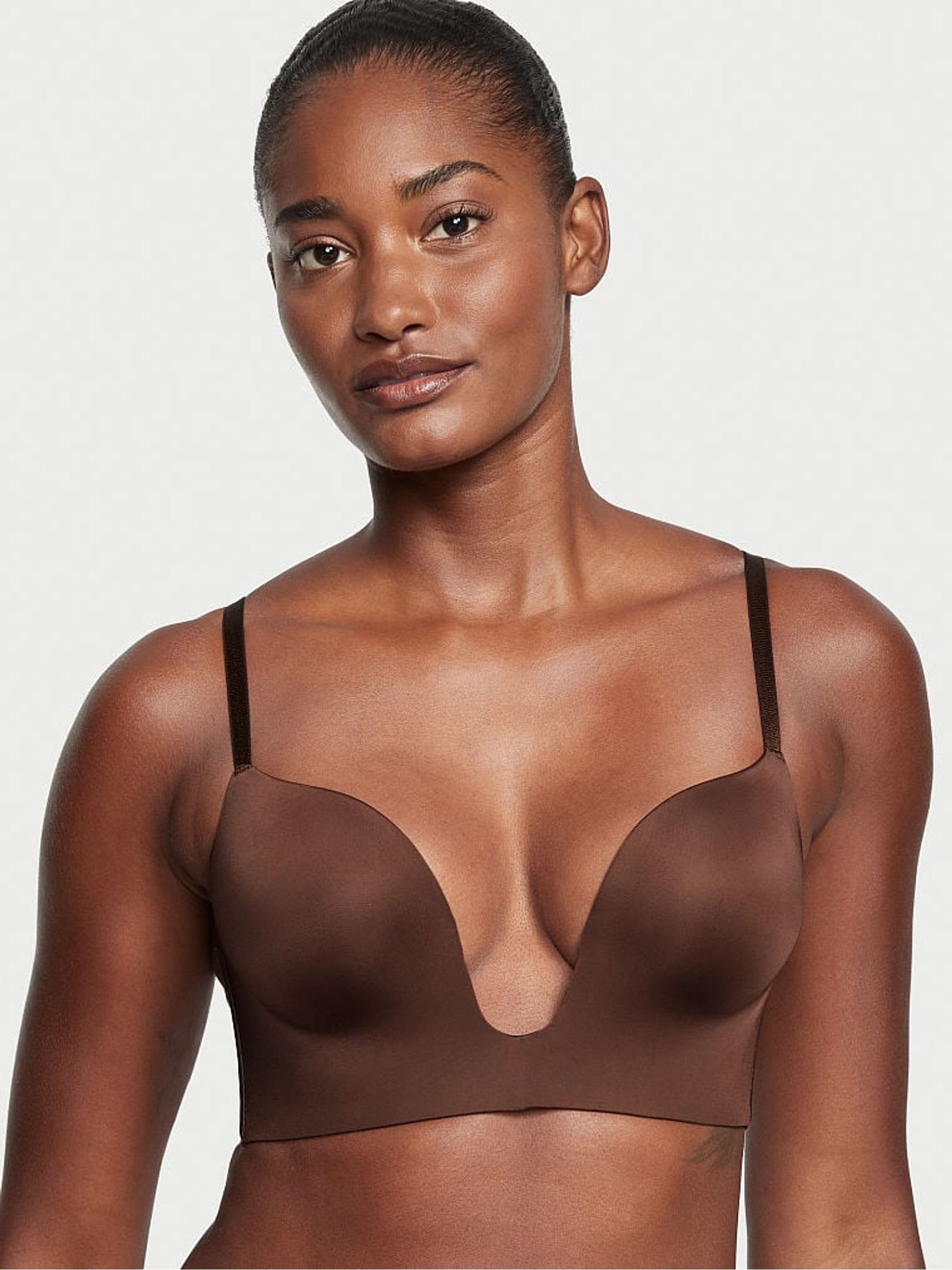 Ganache Brown Plunge Low Back Bra - Image 1 of 4