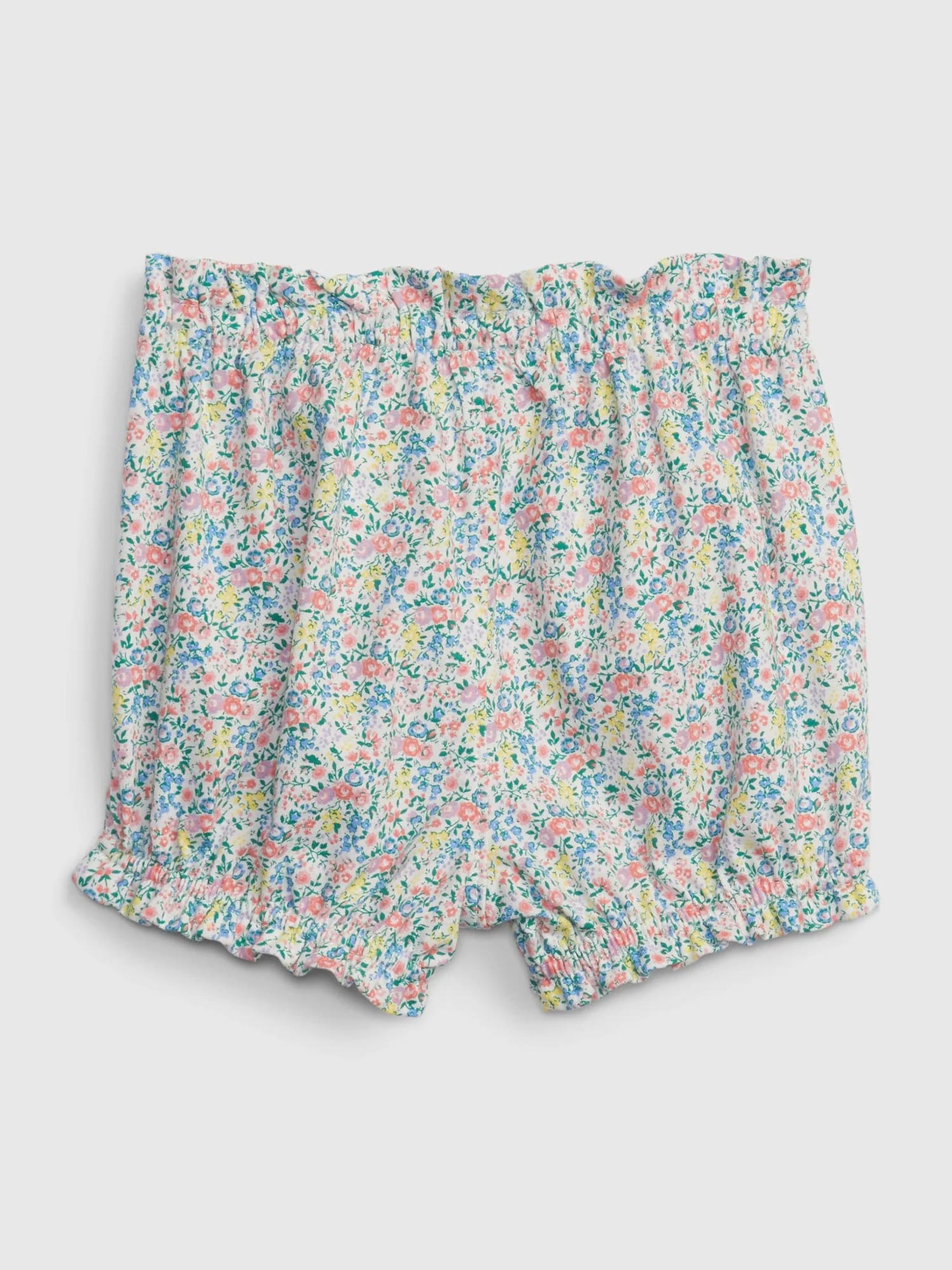 Pink and Blue Ditsy Print Ruffle Hem Organic Cotton Shorts - Baby - Image 2 of 3