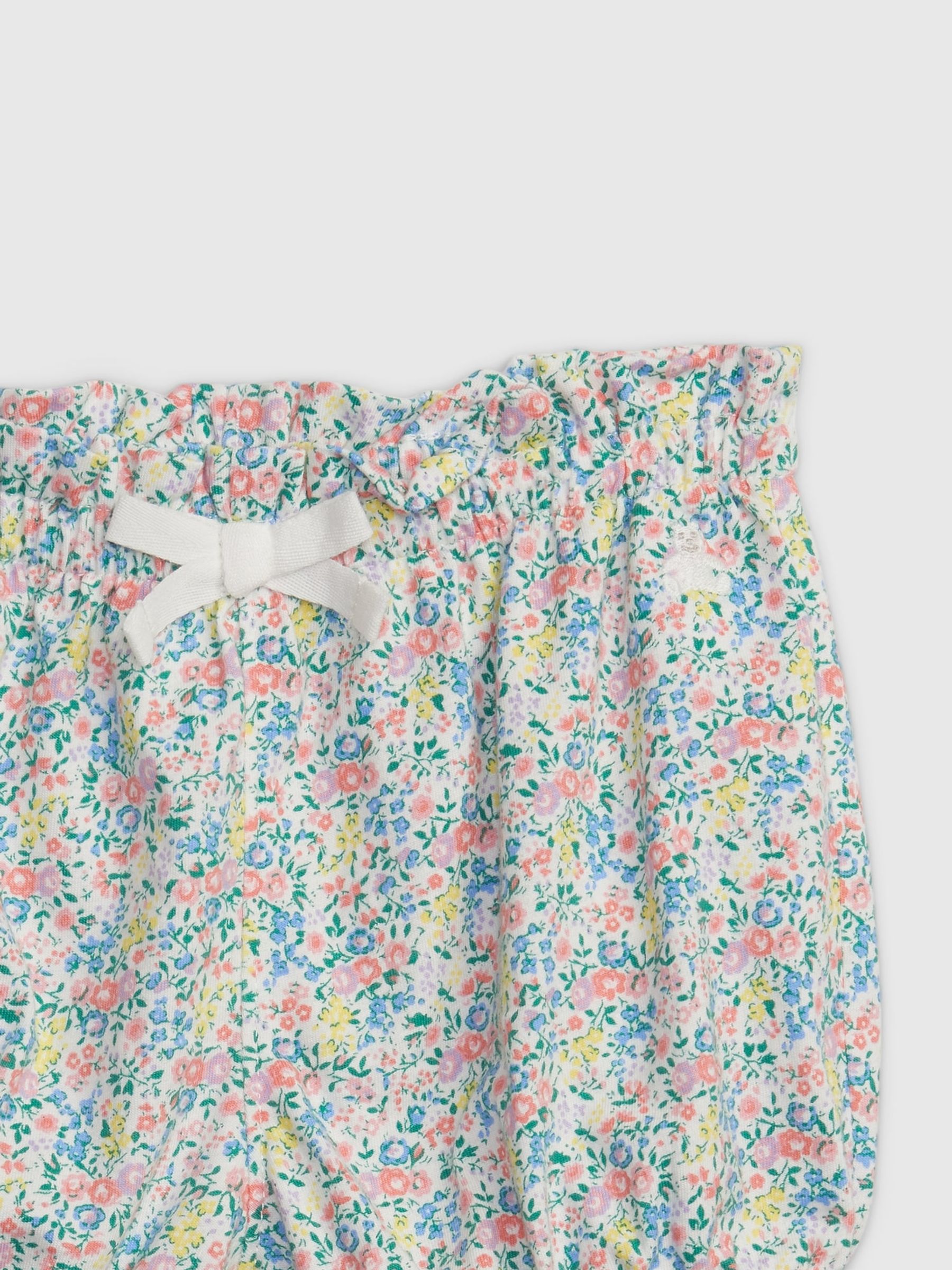 Pink and Blue Ditsy Print Ruffle Hem Organic Cotton Shorts - Baby - Image 3 of 3