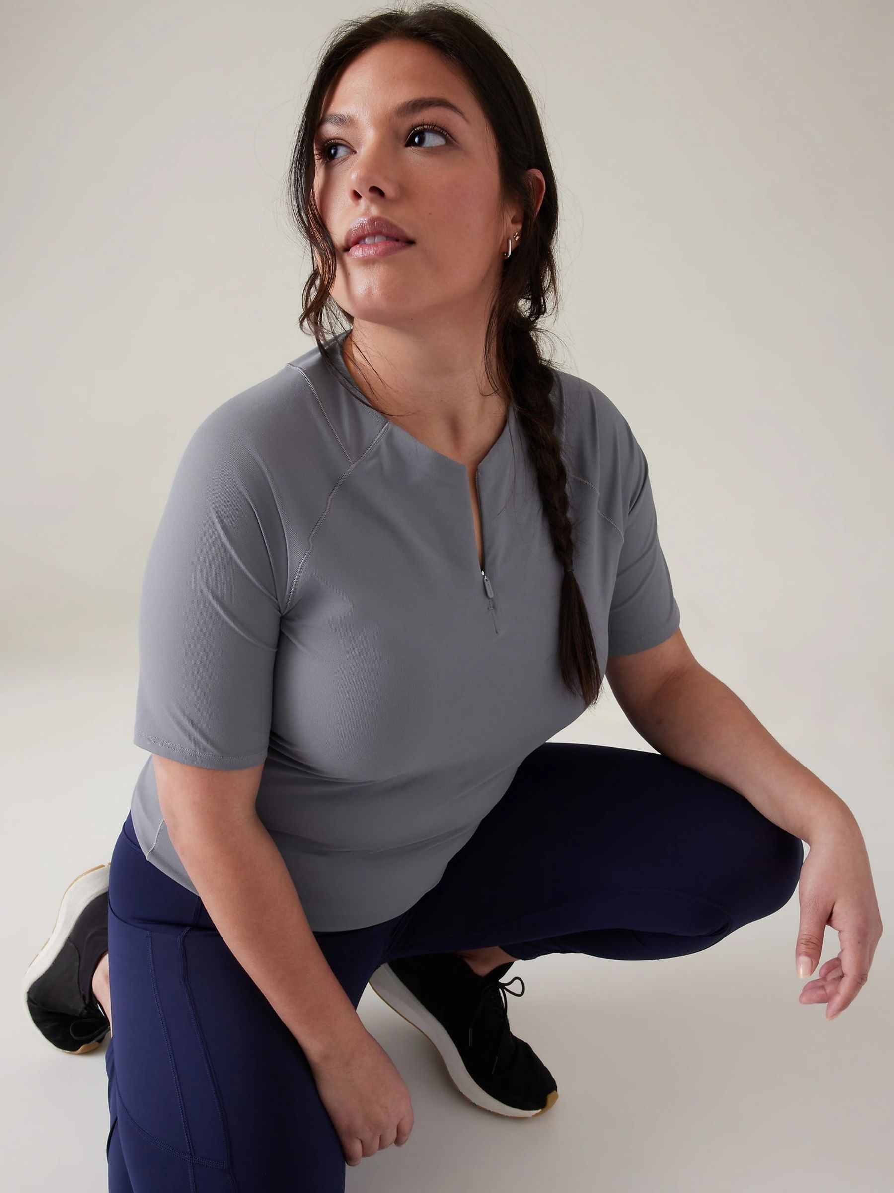 Athleta Grey Sunchaser 3/4 Sleeve T-Shirt - Image 2 of 4