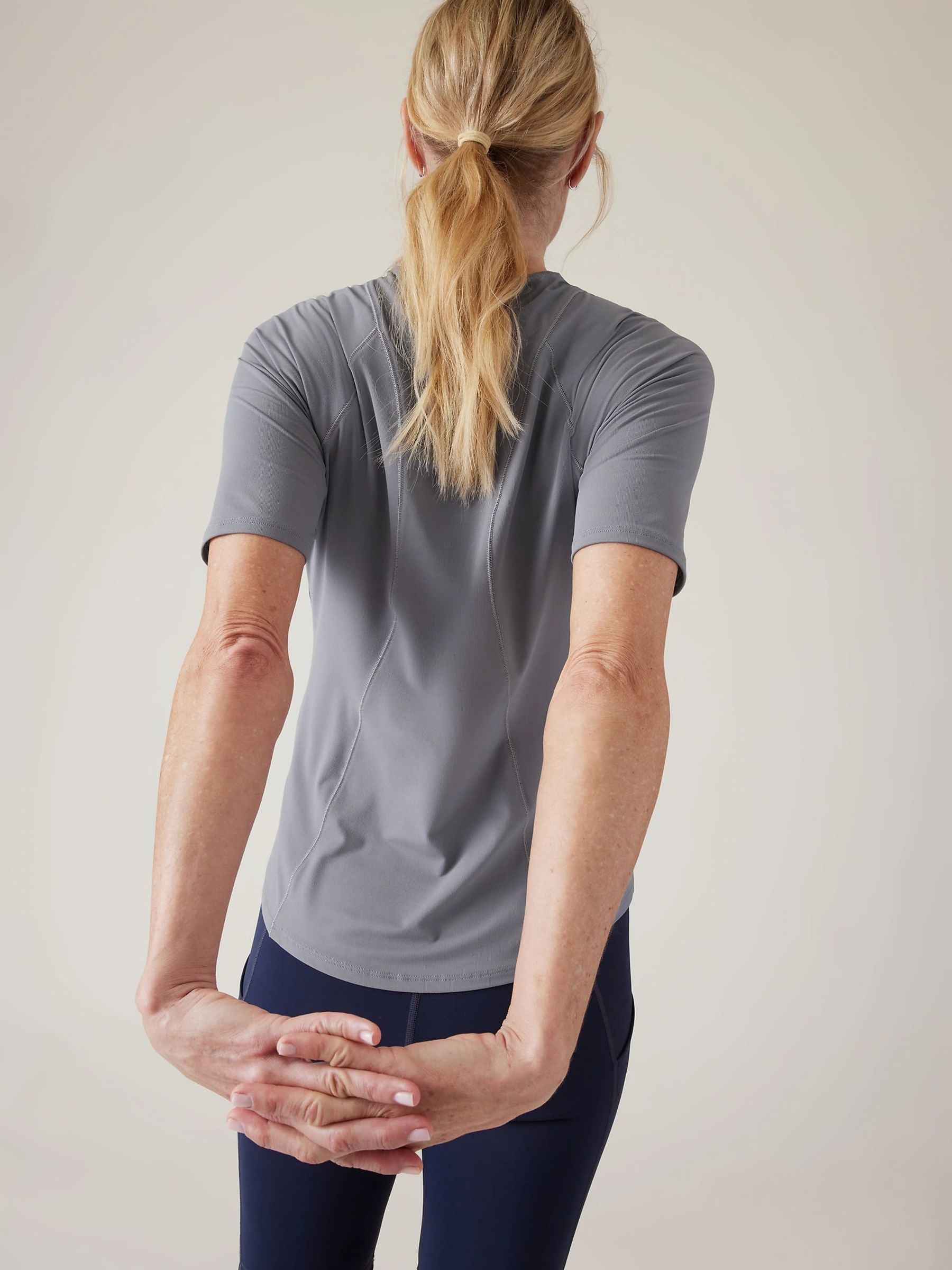 Athleta Grey Sunchaser 3/4 Sleeve T-Shirt - Image 3 of 4