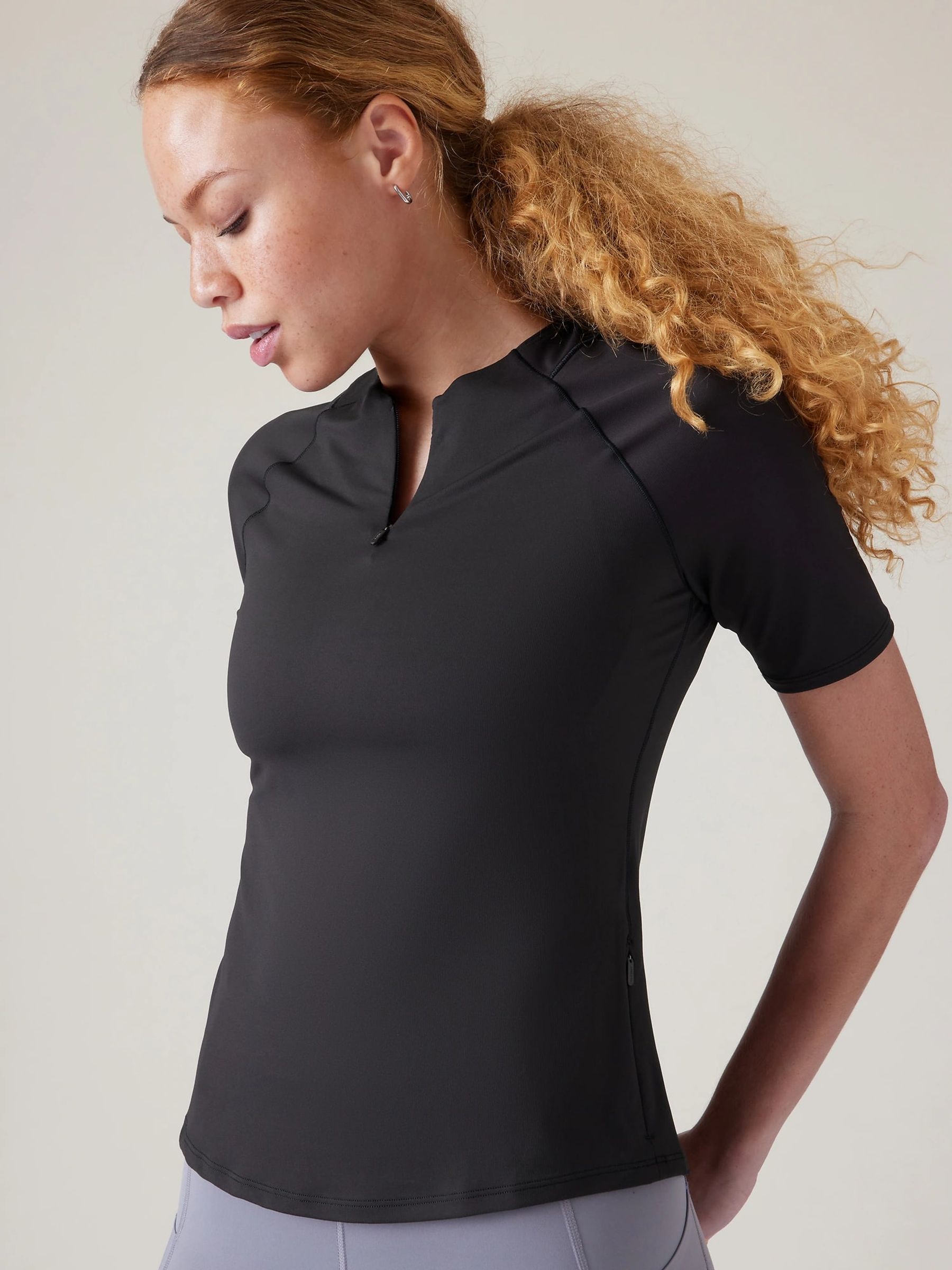 Athleta Black Sunchaser 3/4 Sleeve T-Shirt - Image 1 of 4