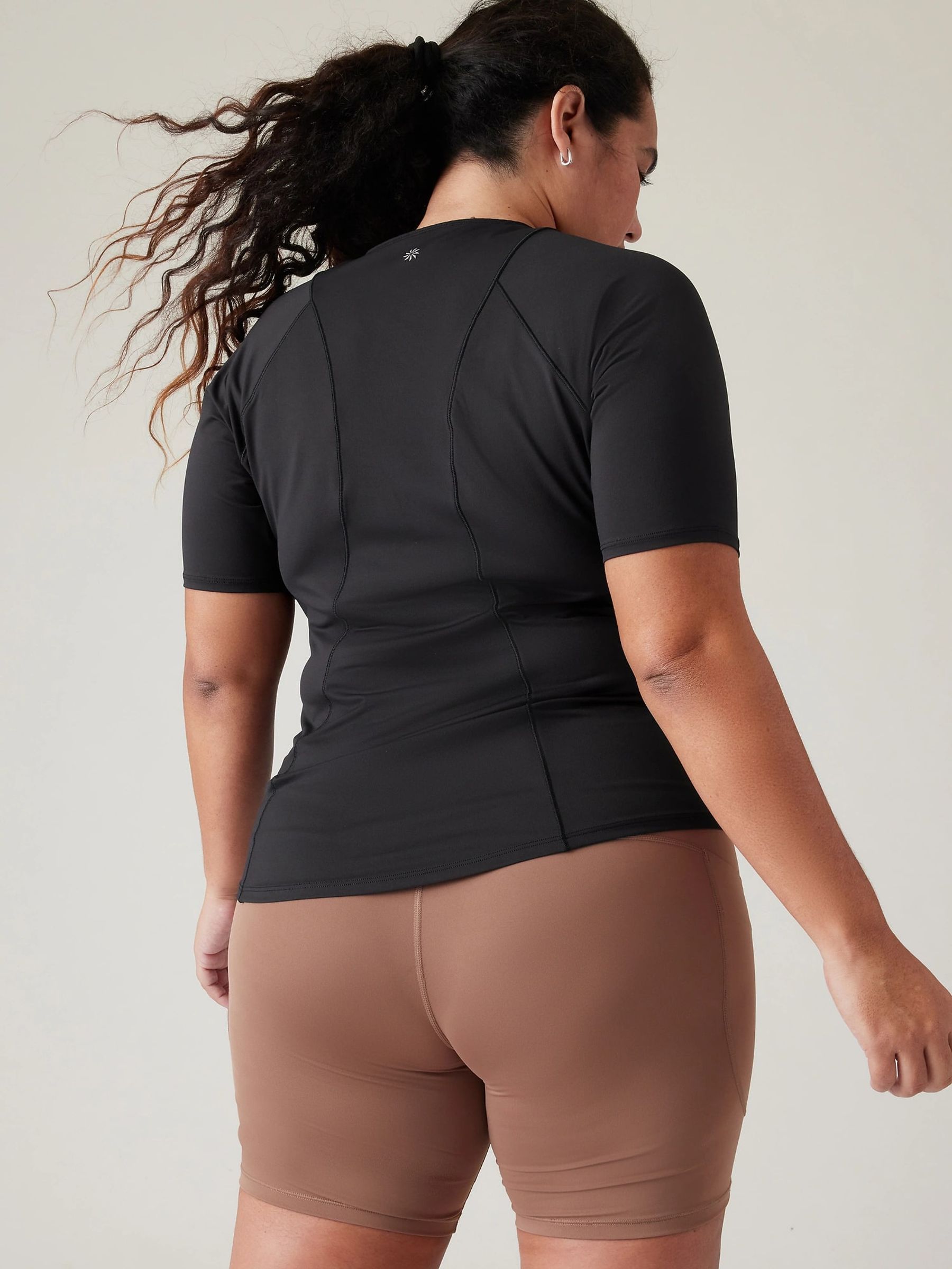 Athleta Black Sunchaser 3/4 Sleeve T-Shirt - Image 2 of 4