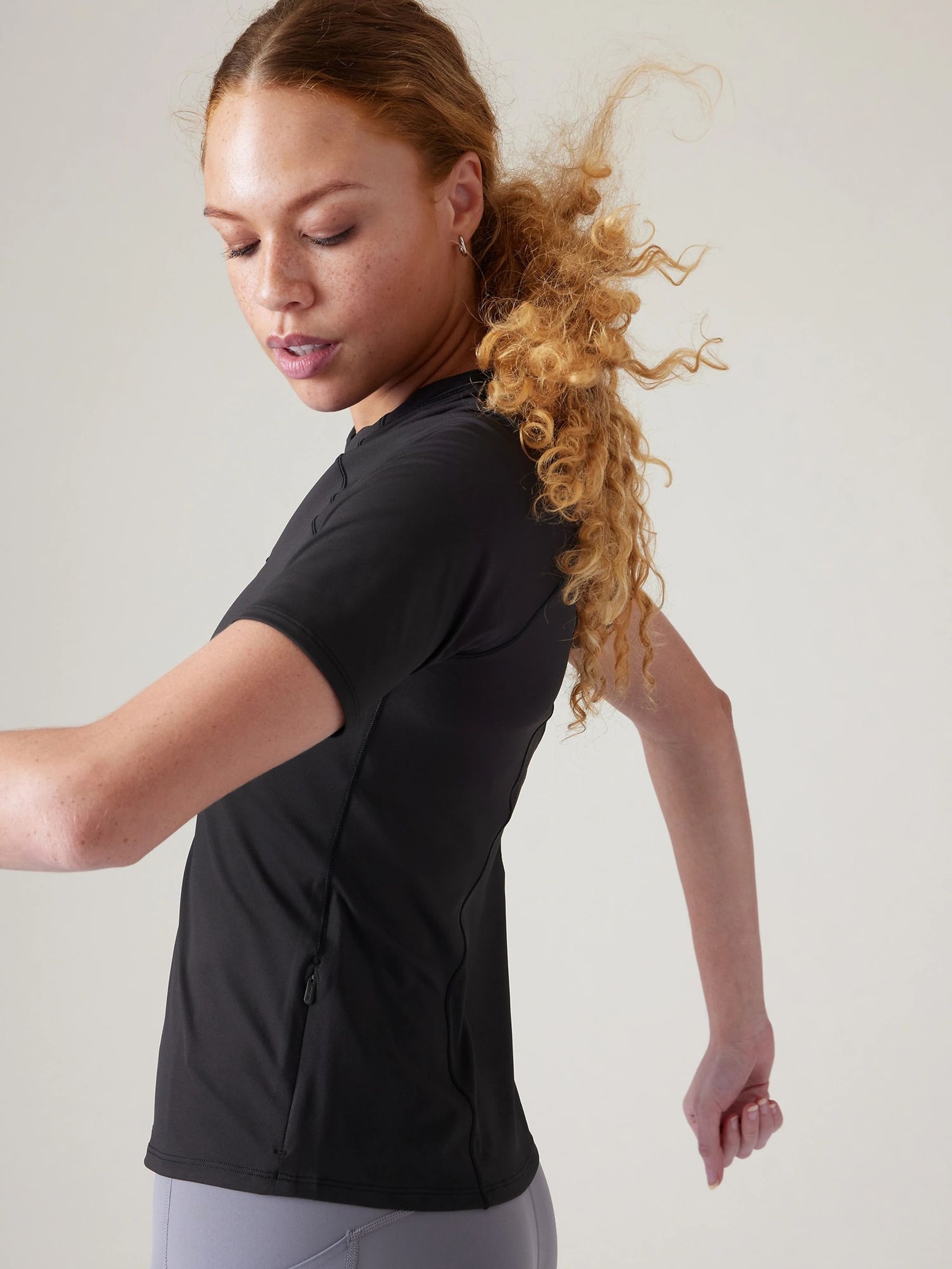 Athleta Black Sunchaser 3/4 Sleeve T-Shirt - Image 3 of 4