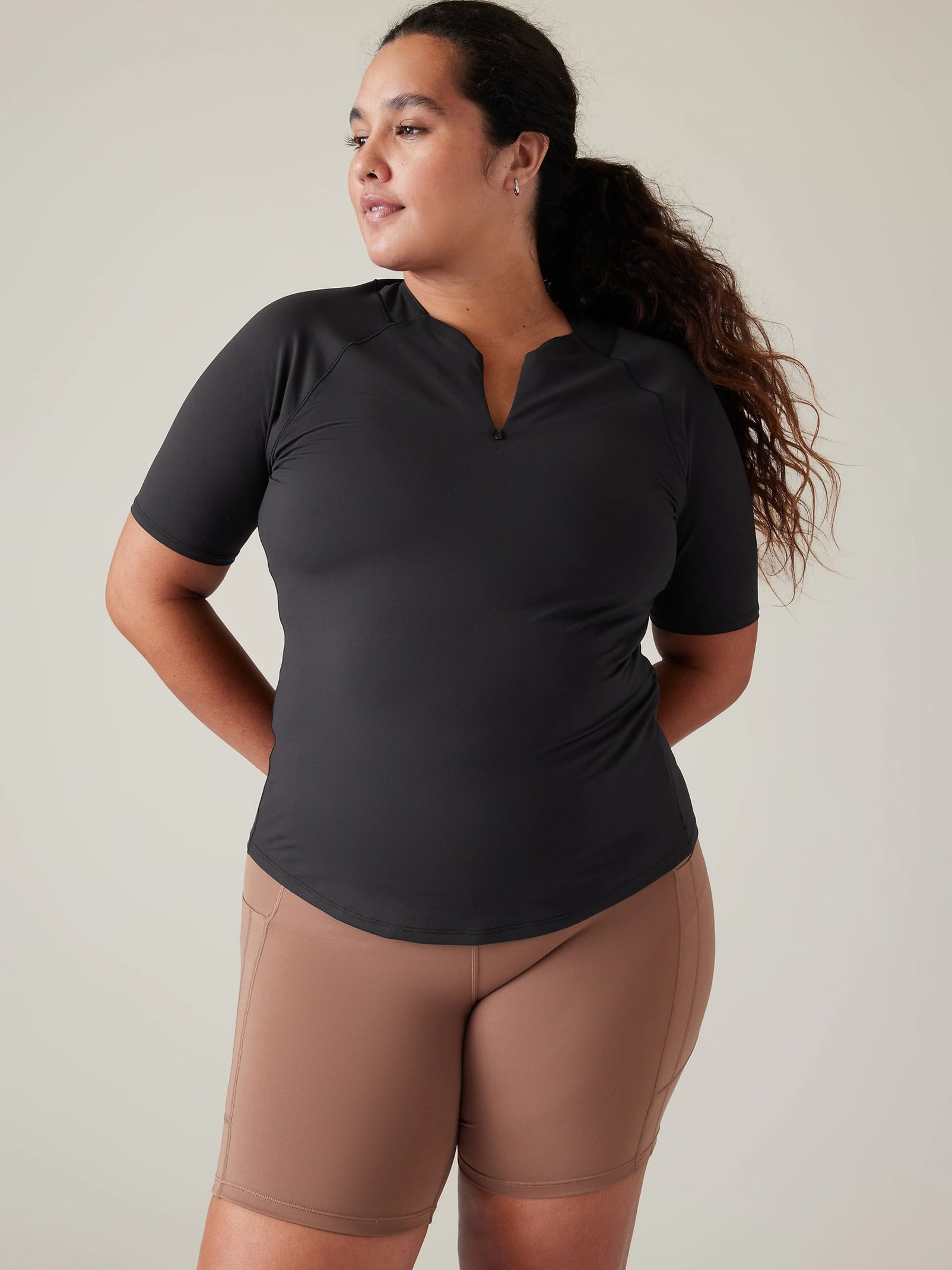Athleta Black Sunchaser 3/4 Sleeve T-Shirt - Image 4 of 4