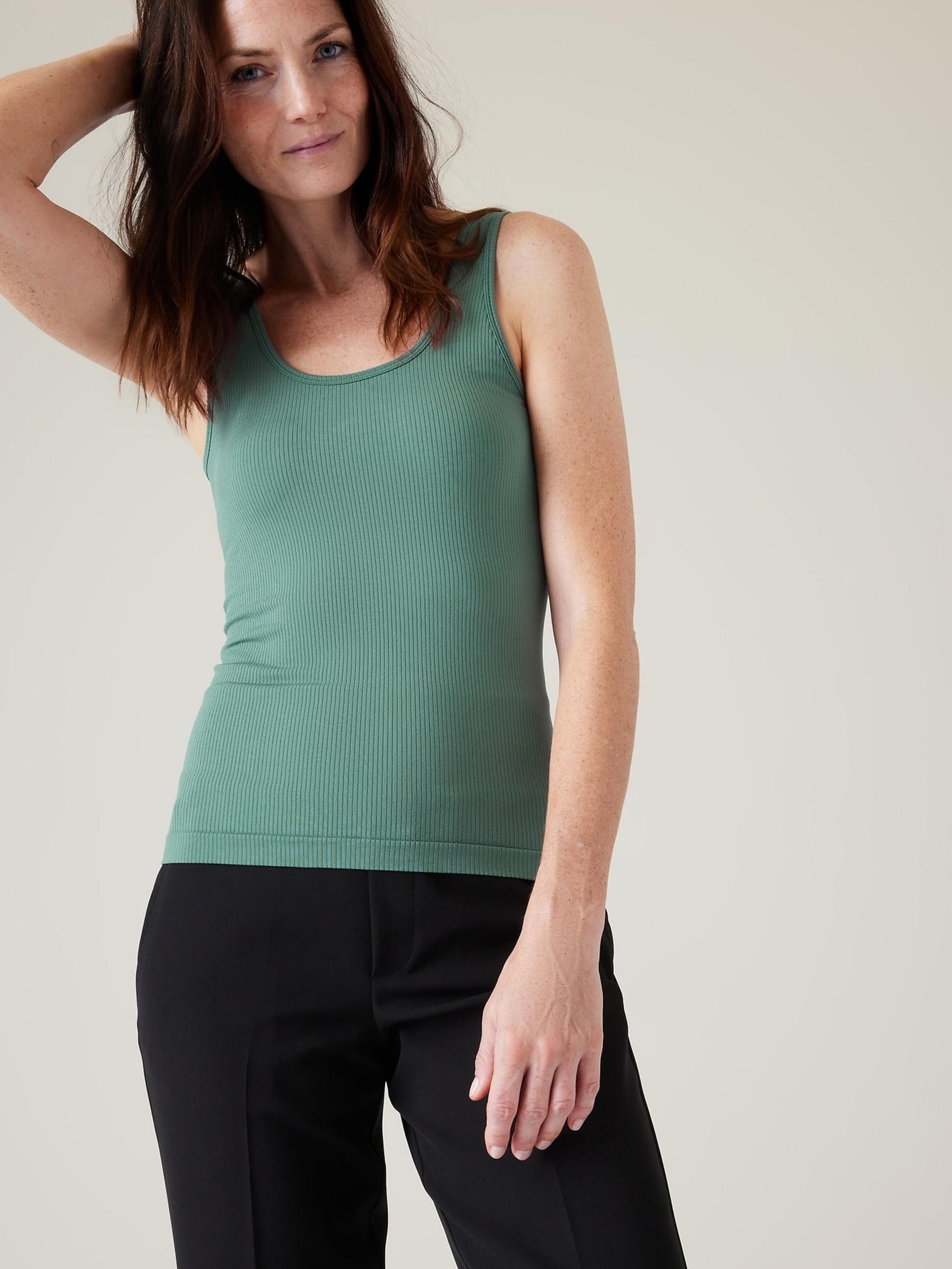 Athleta Green Scoop Neck Seamless Tank Top - Image 1 of 6