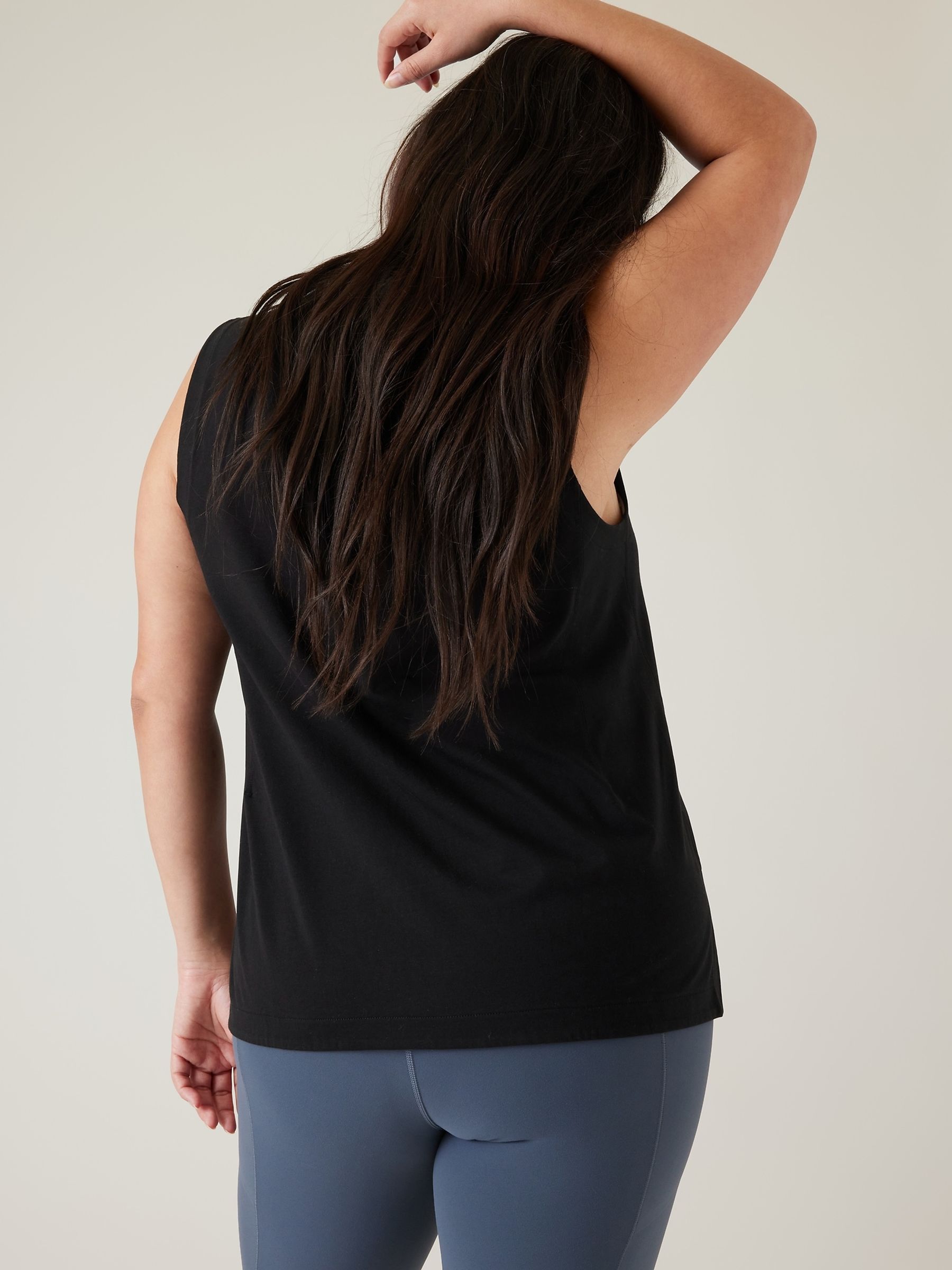 Athleta Black Crew Neck Effortless Supima Cotton Tank Top - Image 5 of 5
