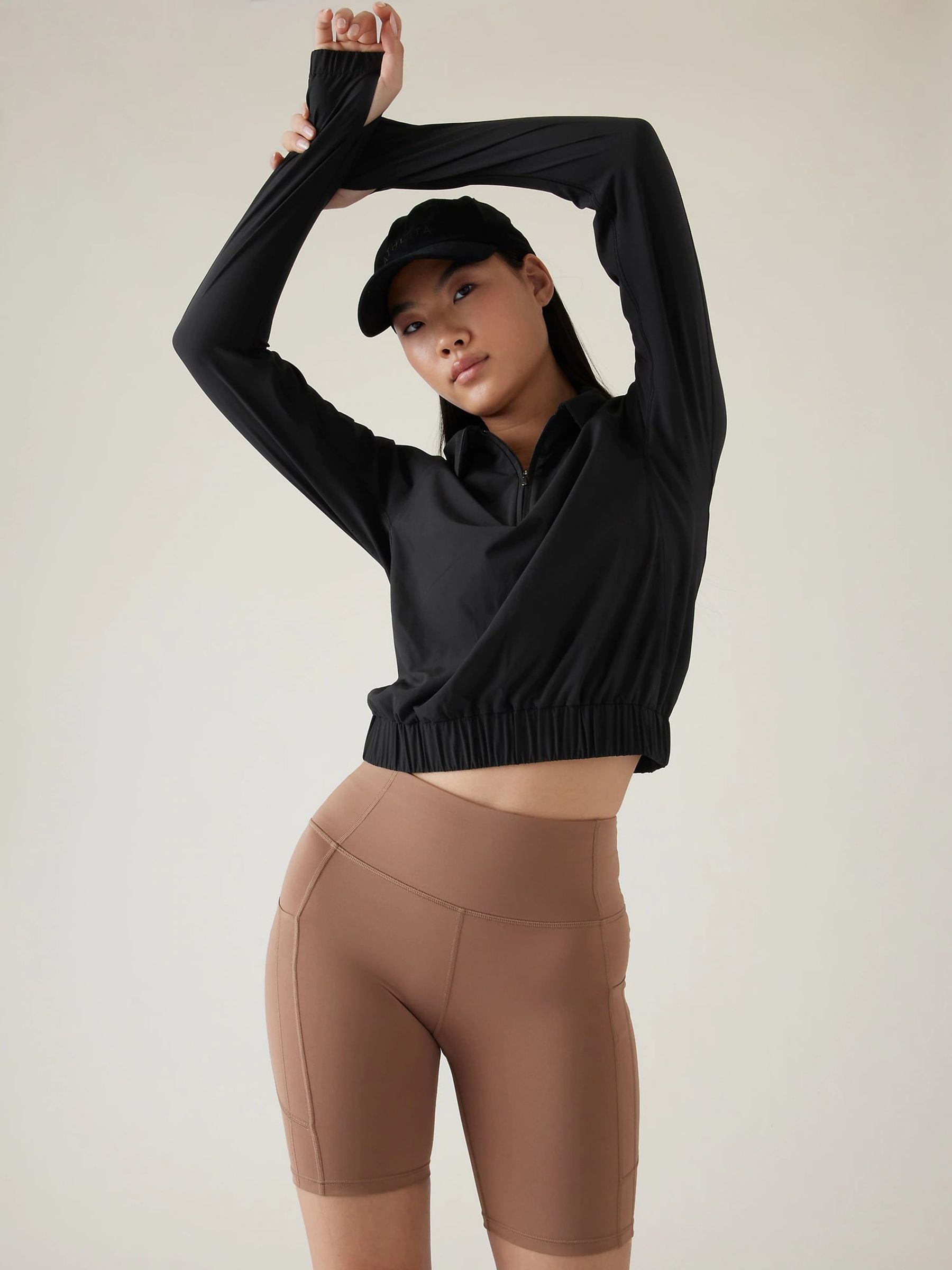 Athleta Black Long Sleeve Polo Shirt - Image 1 of 3