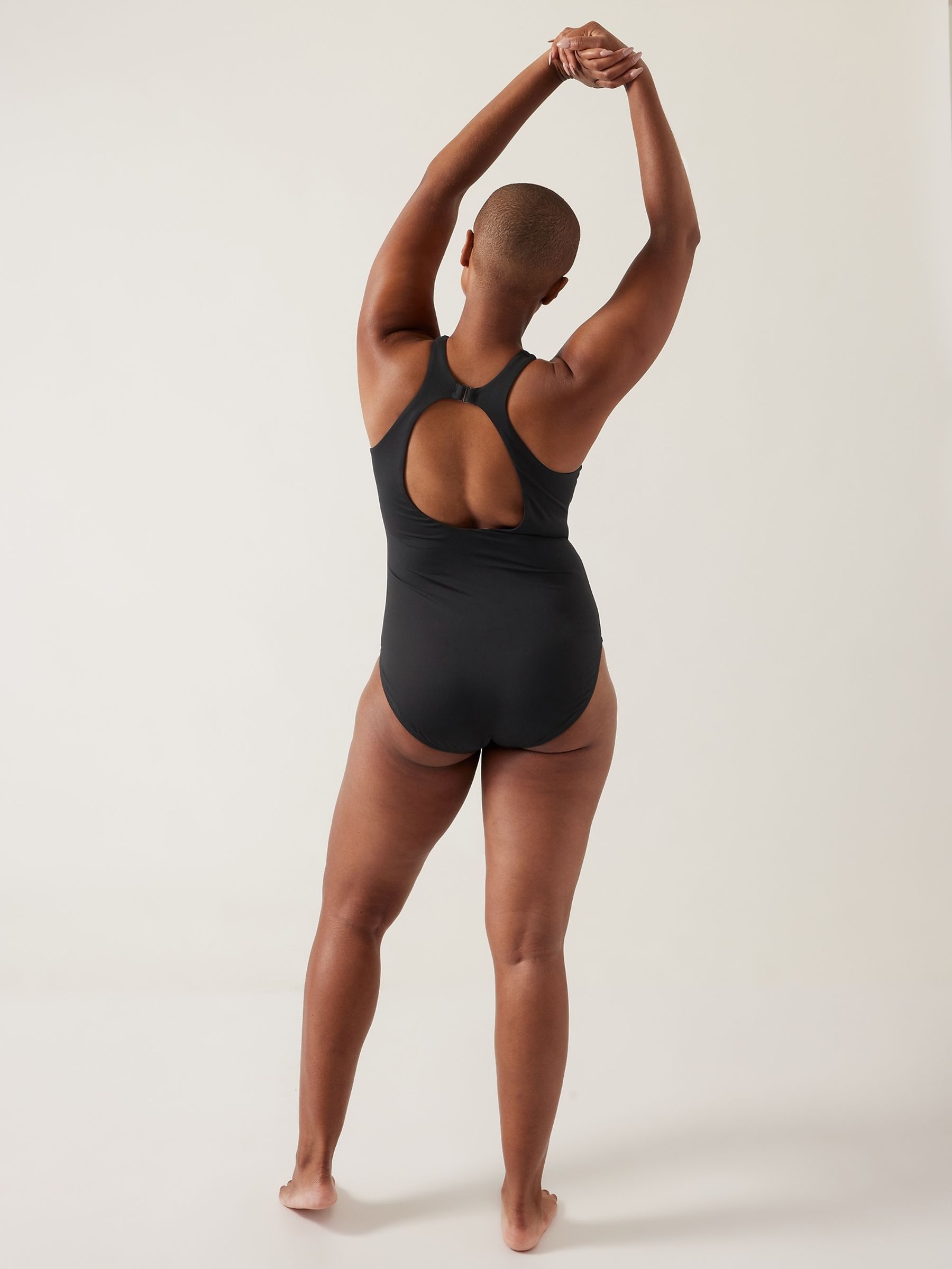 Athleta Black High Neck Back Detail Swimsuit - Image 4 of 5