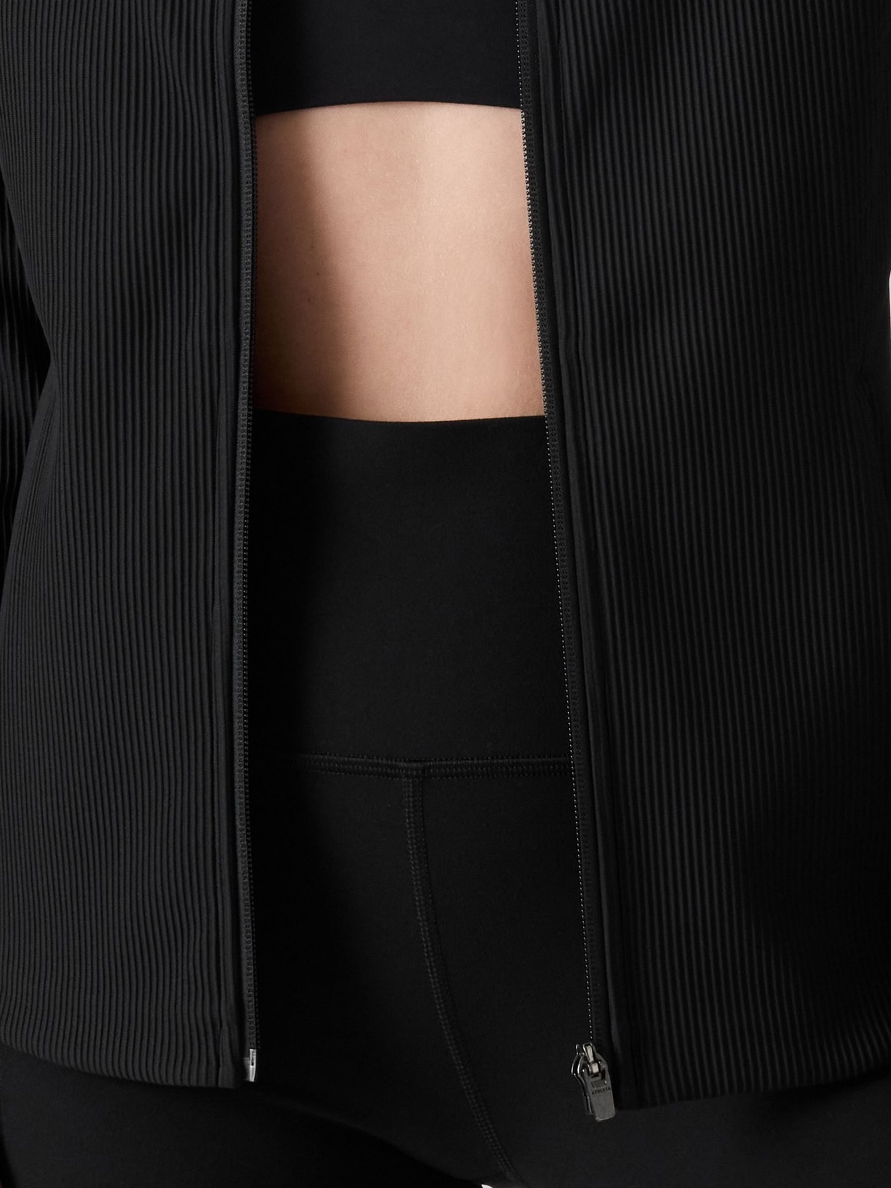 Athleta Black Ribbed Zip Through Sweatshirt - Image 8 of 9