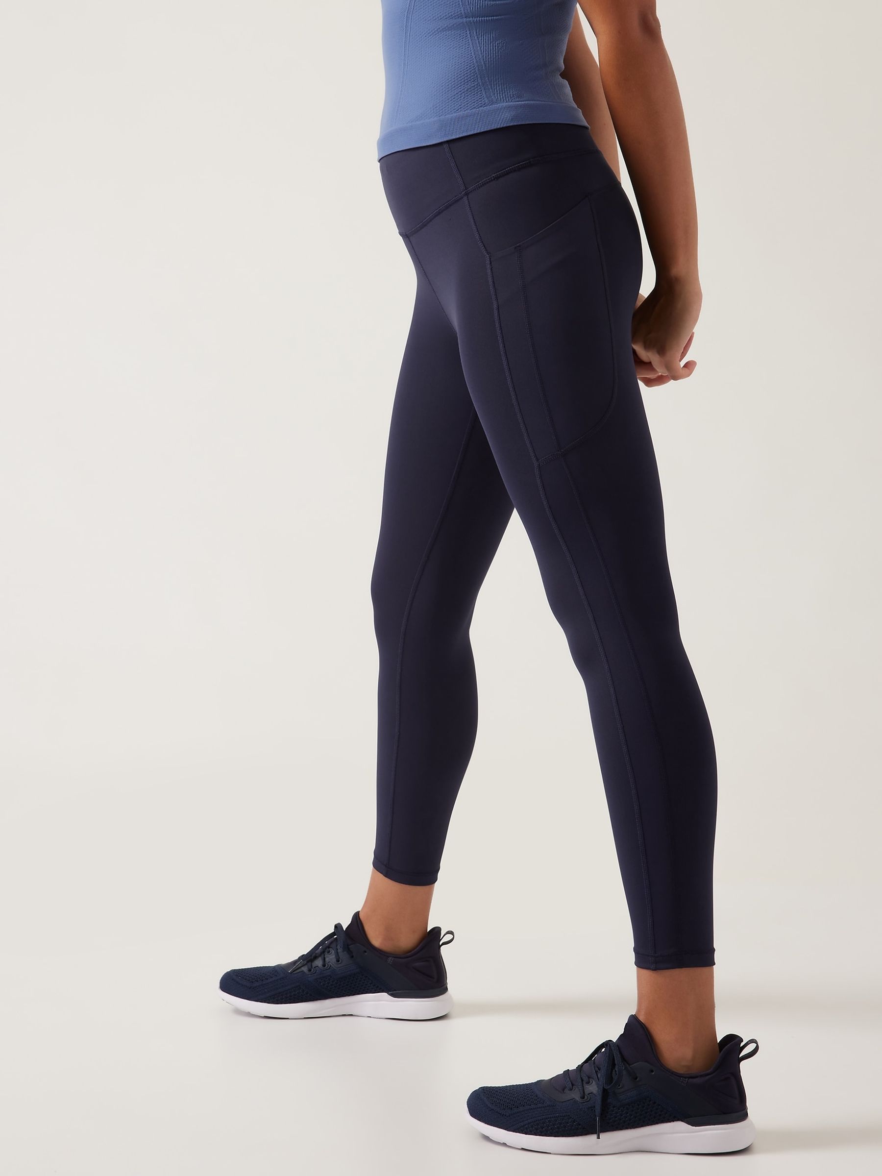 Athleta Navy Blue 7/8 Length Saluation High Waisted Pocket Leggings - Image 3 of 6