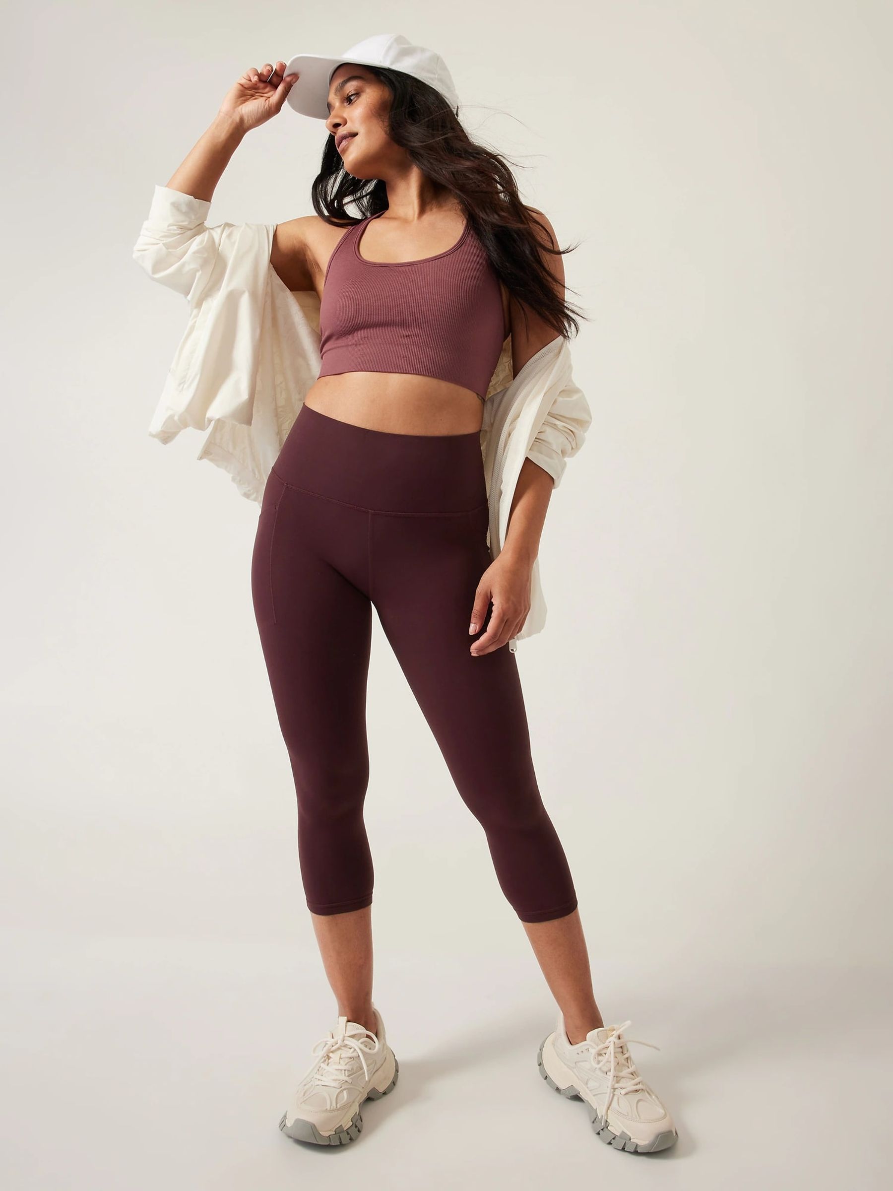 Athleta Purple Salutation High Rise Capri Leggings - Image 1 of 6