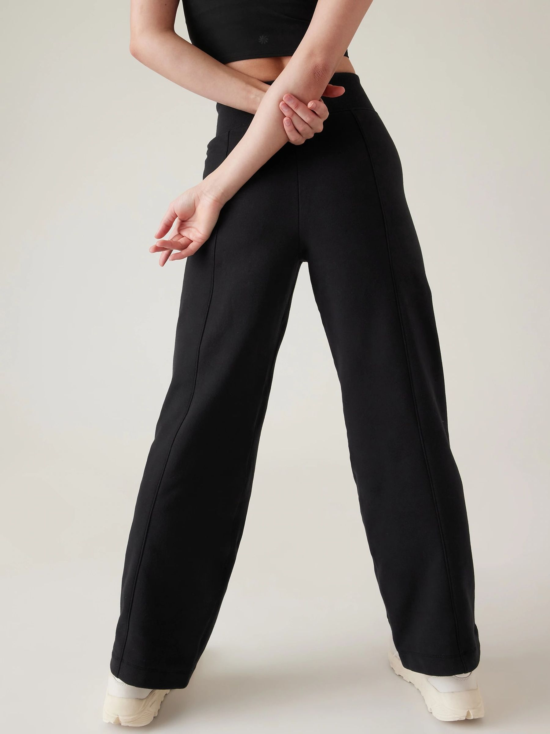 Athleta Black Straight Leg Sweatpant Joggers - Image 2 of 4