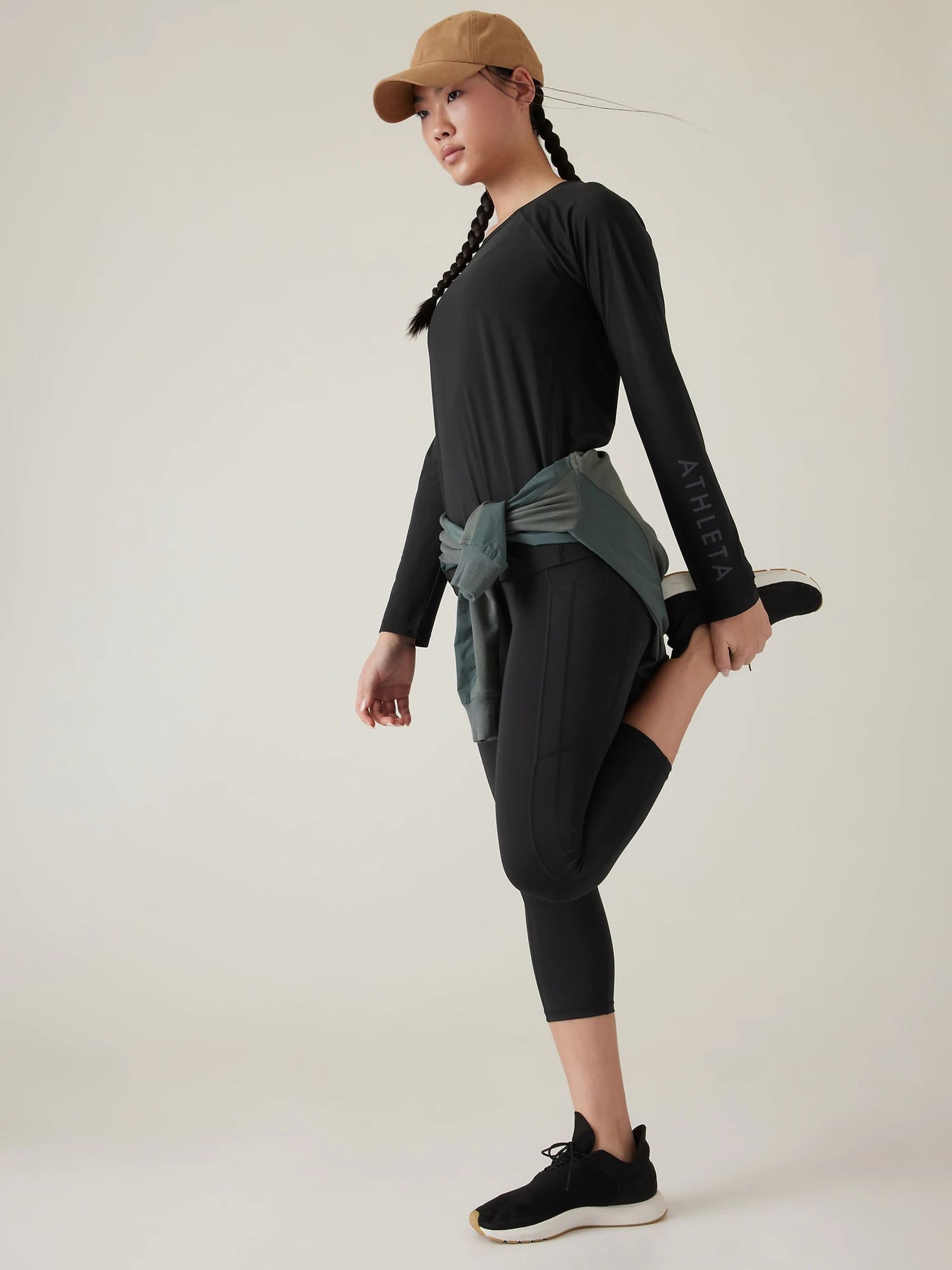 Athleta Black Long Sleeve Crew Neck Train T-Shirt - Image 2 of 5