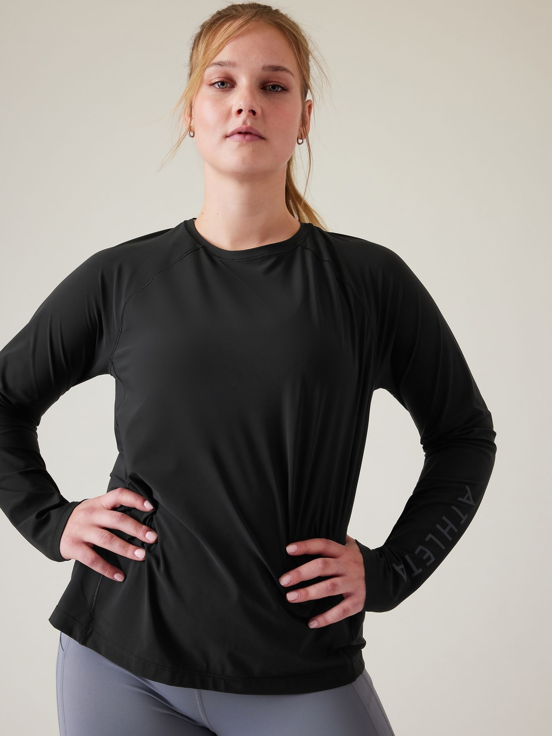 Athleta Black Long Sleeve Crew Neck Train T-Shirt - Image 4 of 5
