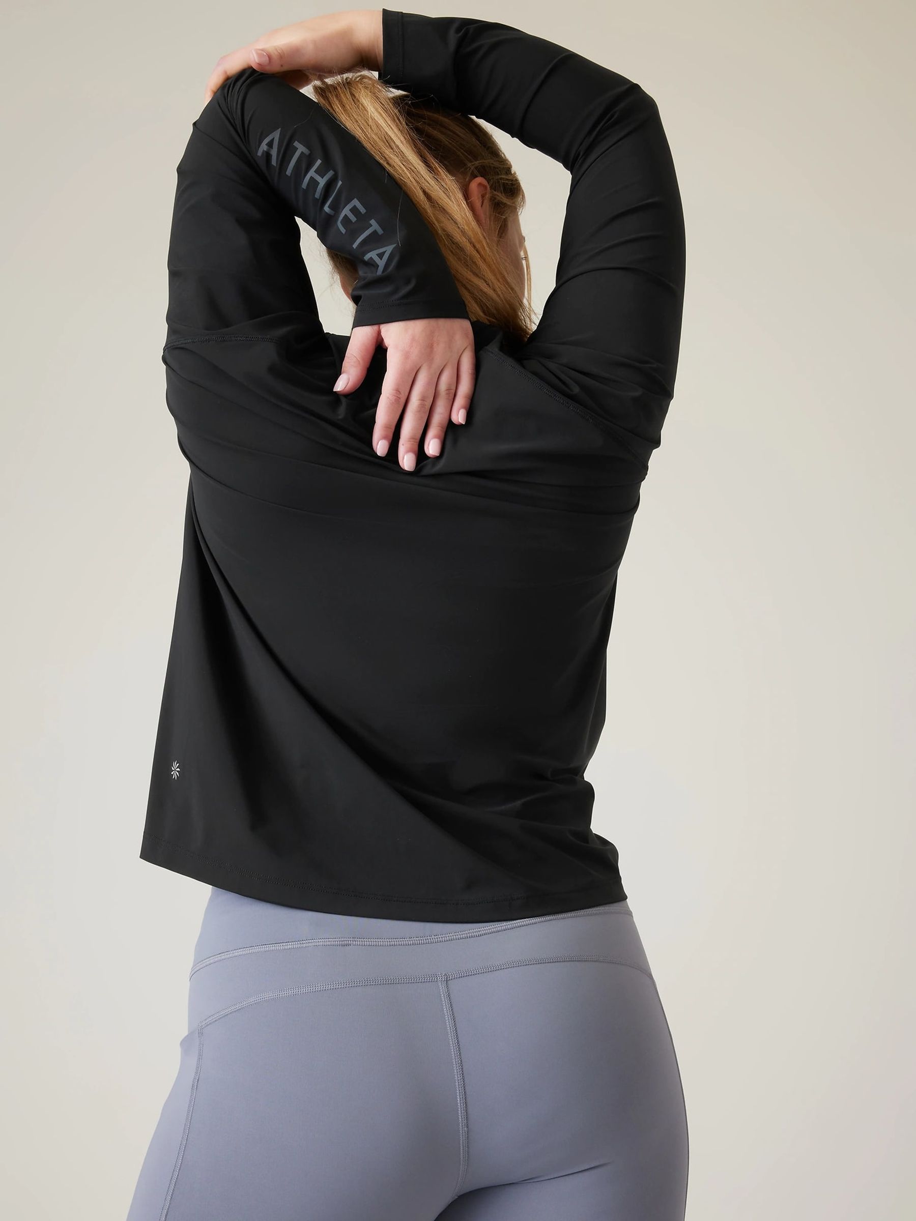 Athleta Black Long Sleeve Crew Neck Train T-Shirt - Image 5 of 5