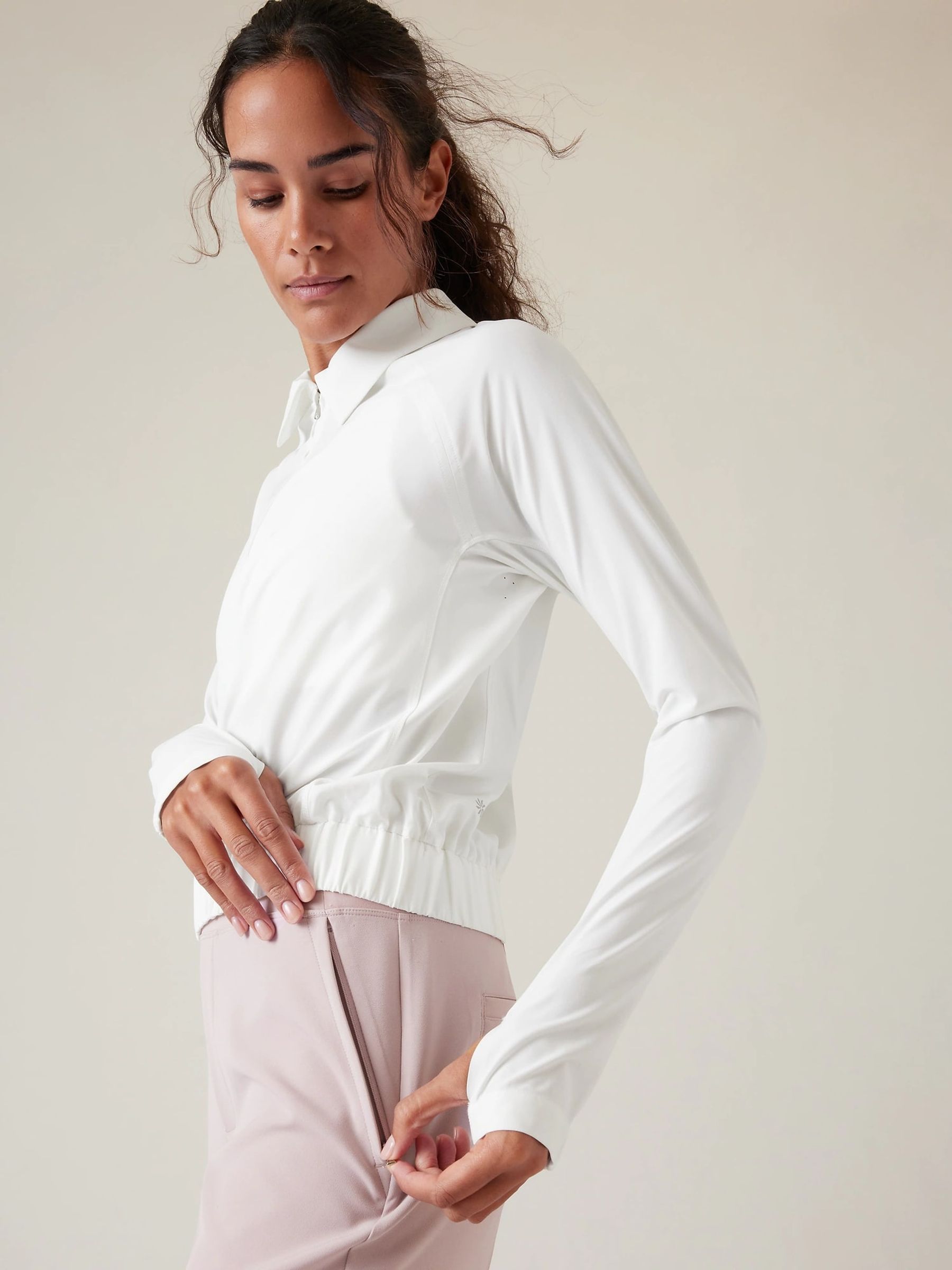 Athleta White Long Sleeve Polo Shirt - Image 3 of 6