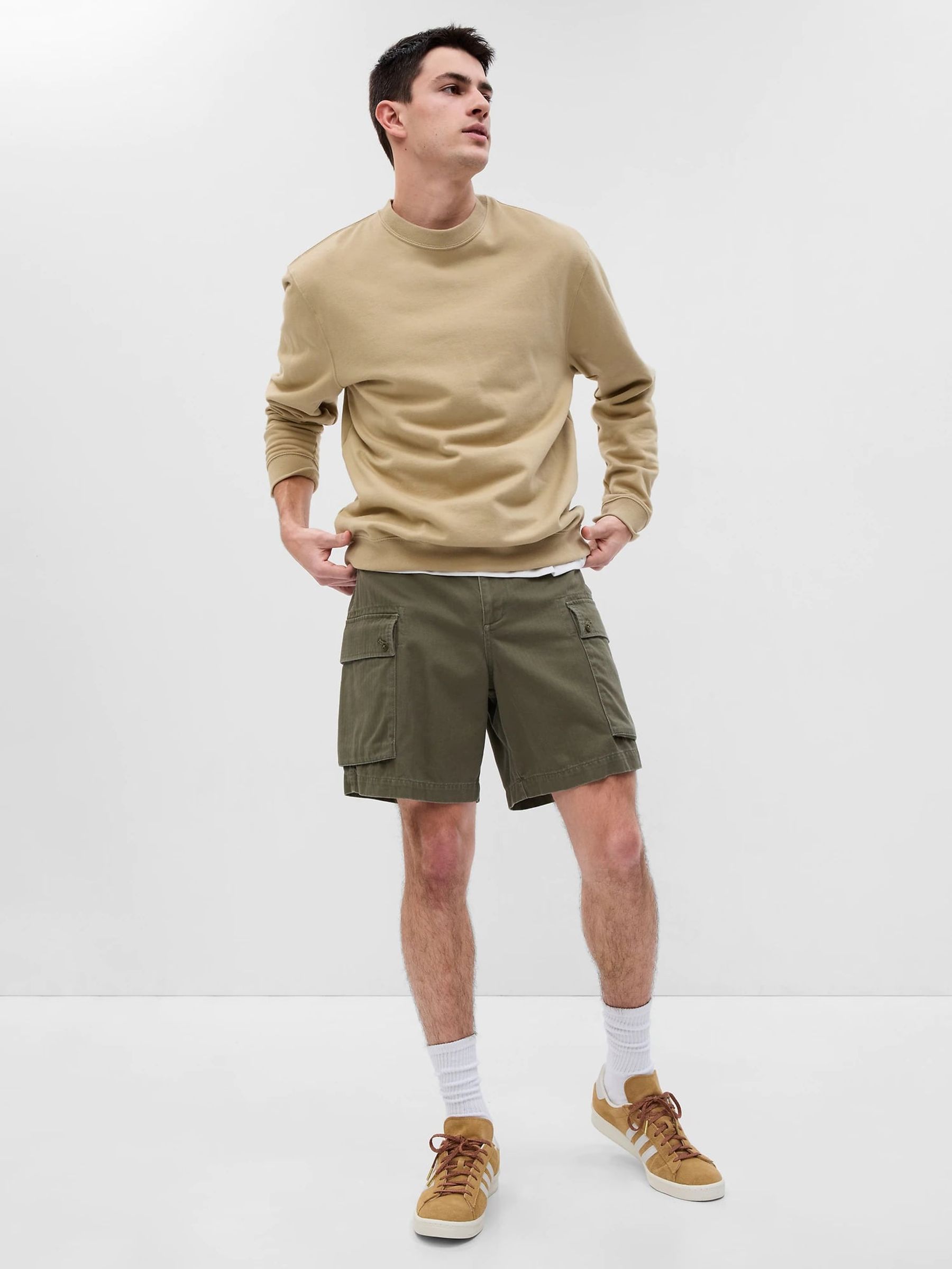Khaki Green 8" Cargo Shorts - Image 4 of 5