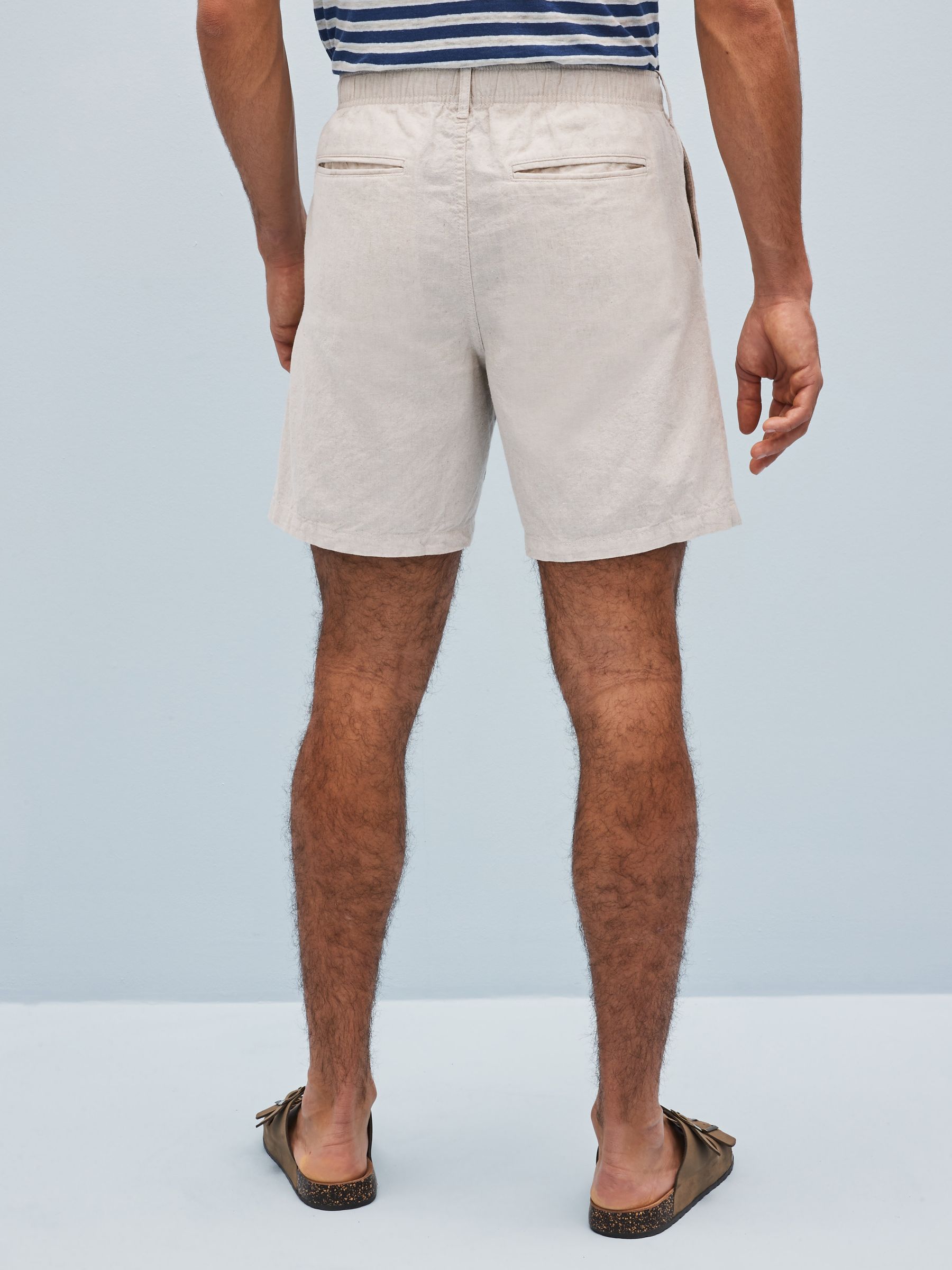 Beige 7" Linen Cotton Shorts - Image 3 of 4