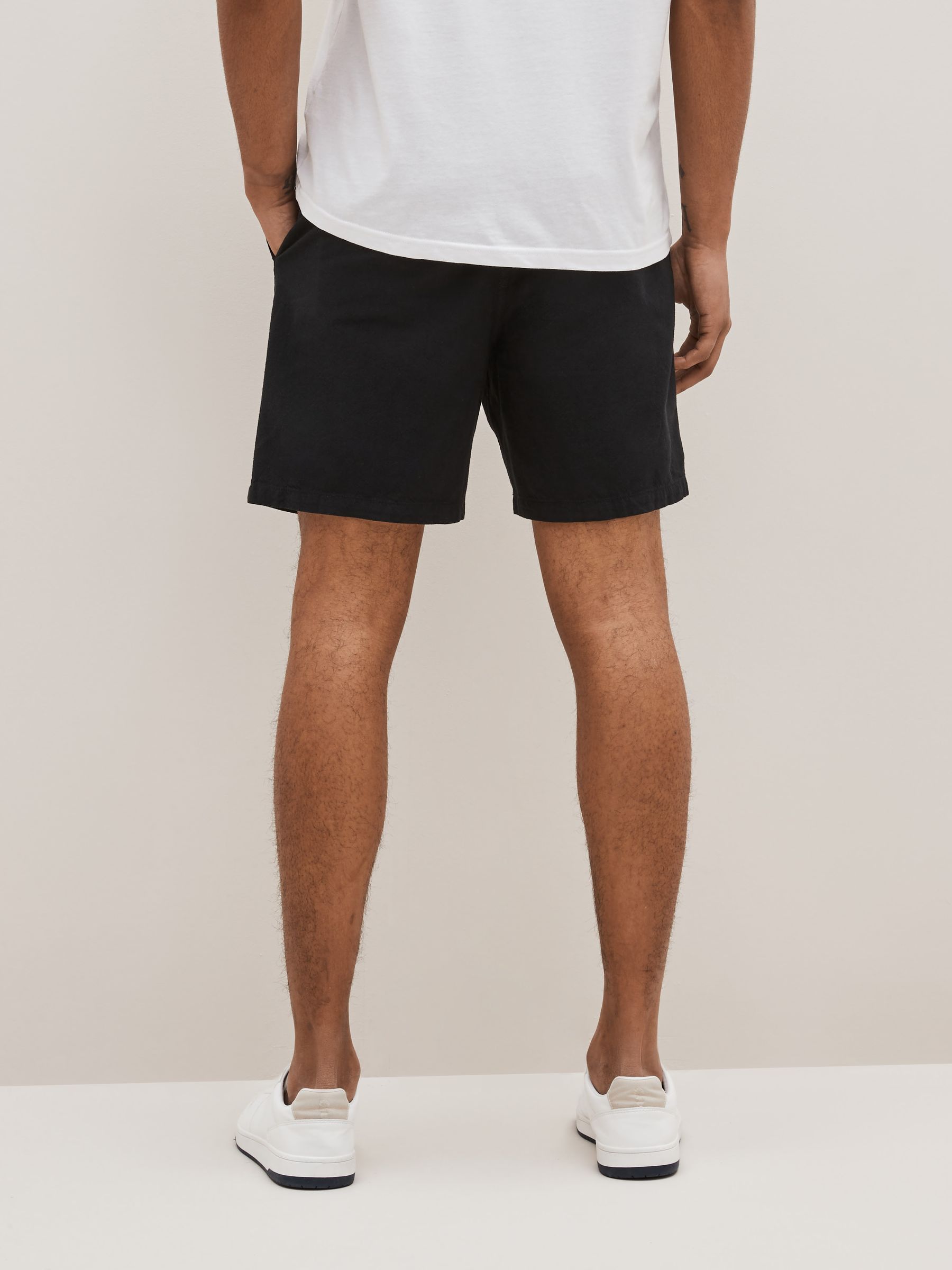 Black 7" Linen Cotton Shorts - Image 2 of 6