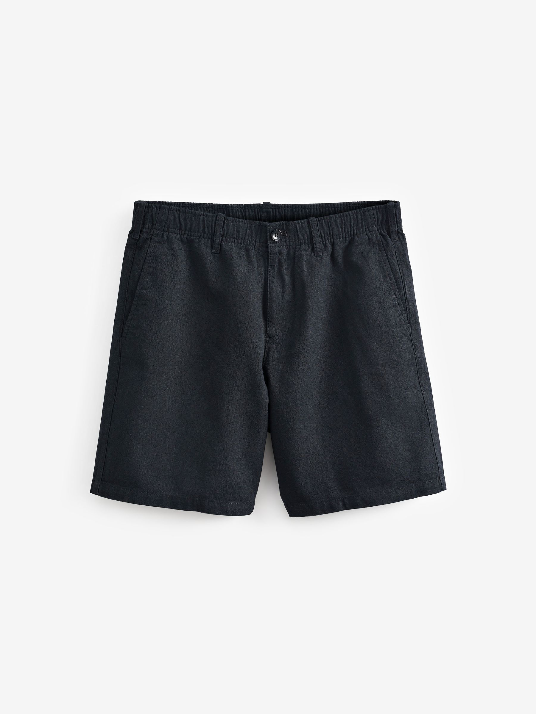 Black 7" Linen Cotton Shorts - Image 6 of 6