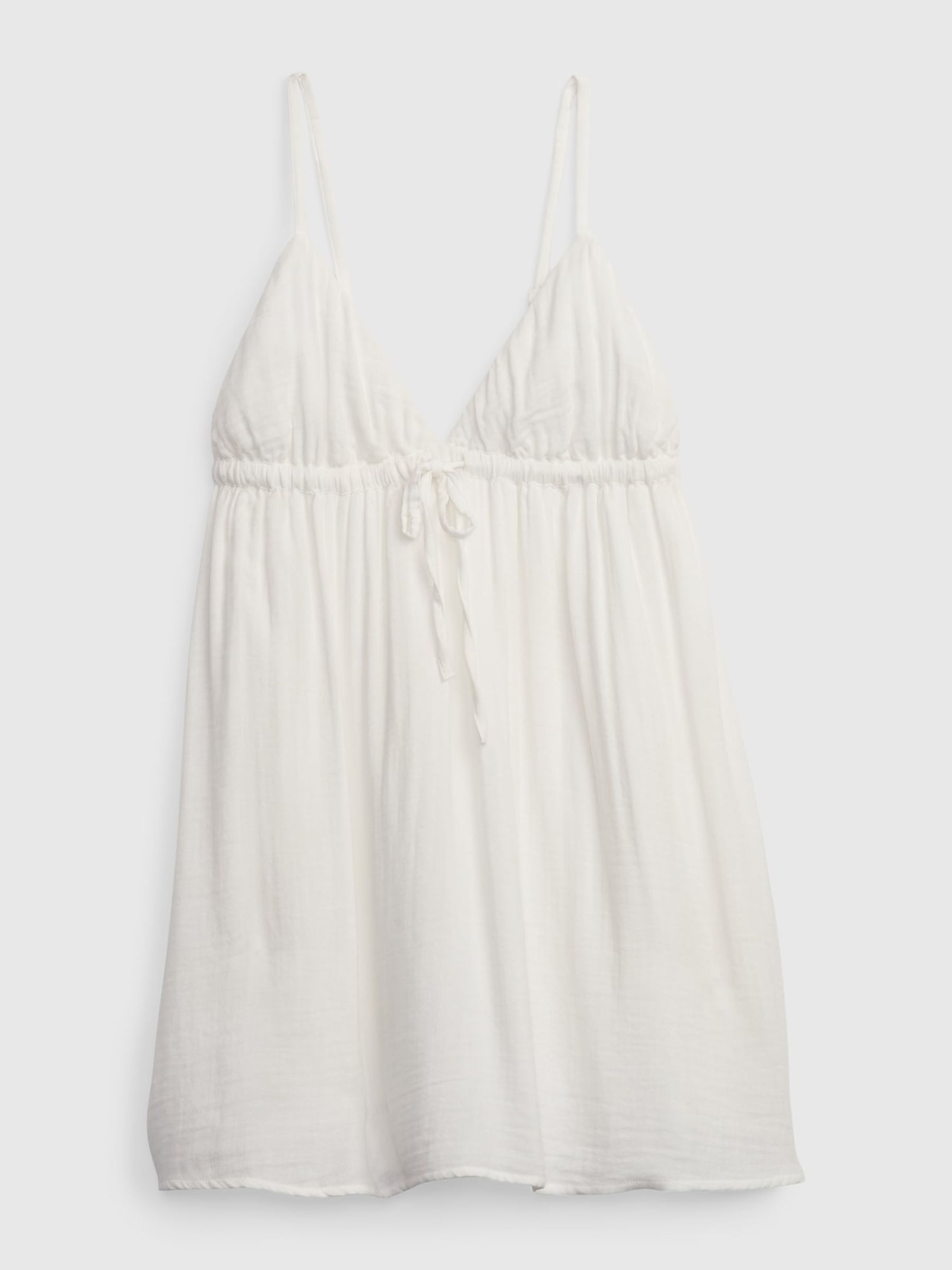 White Gauze Tie-Front Sleeveless Mini Dress - Image 1 of 1