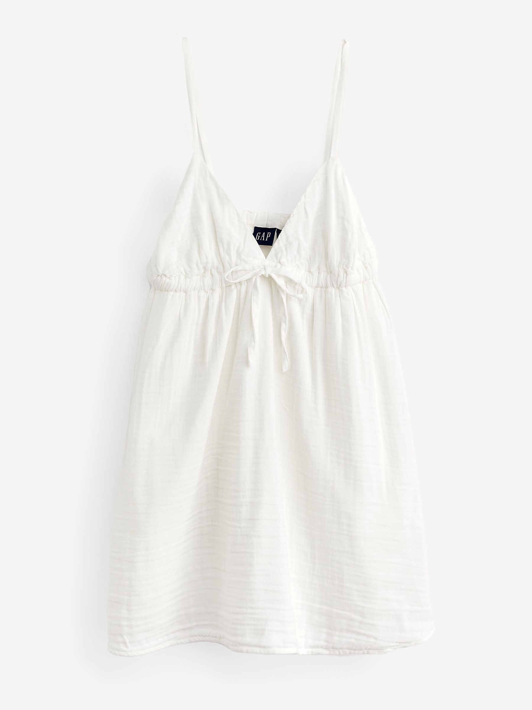 White Gauze Tie-Front Sleeveless Mini Dress - Image 4 of 6
