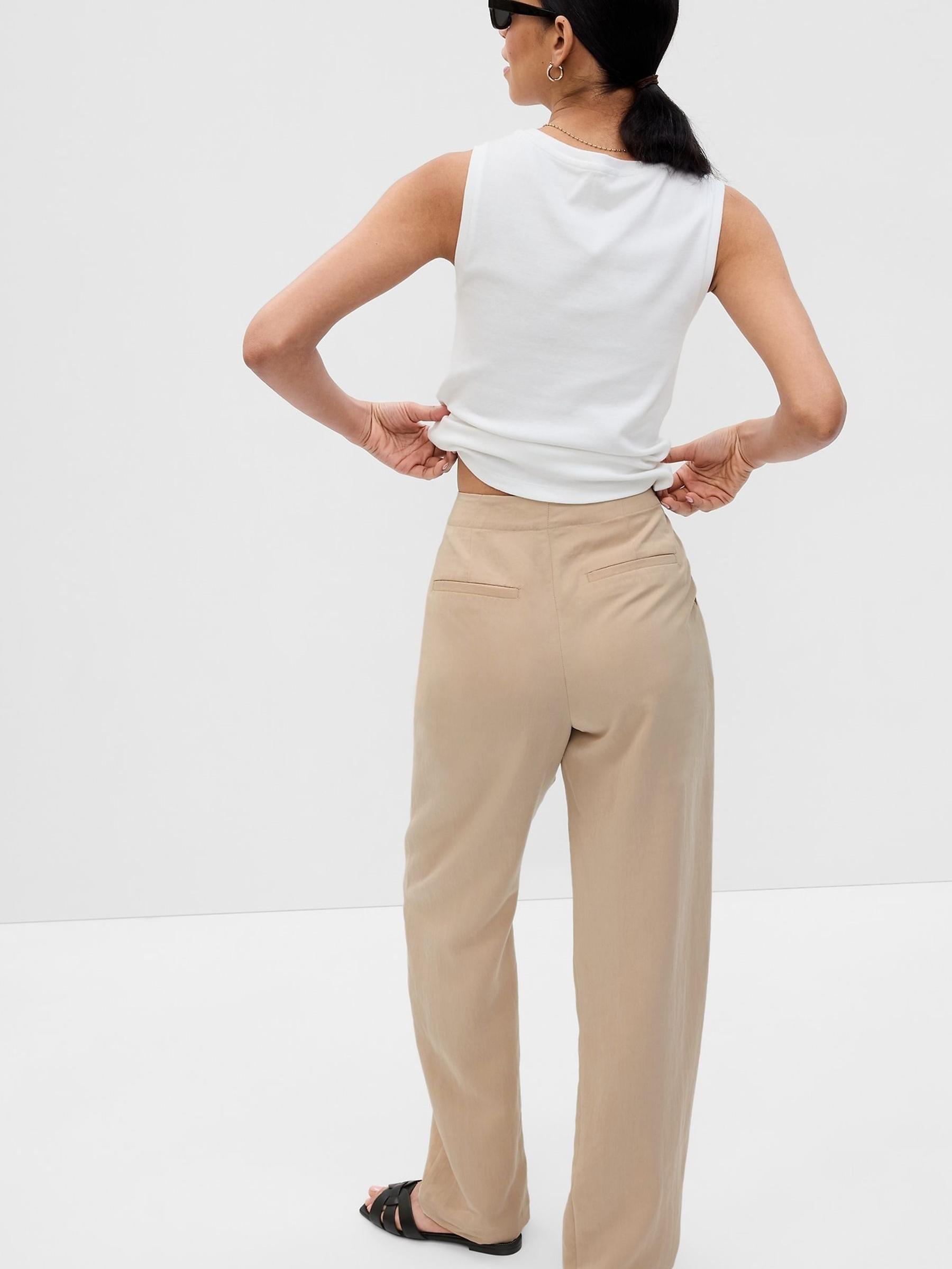 Beige High Waisted Tailored Wide Leg Suit Trousers - Image 2 of 5