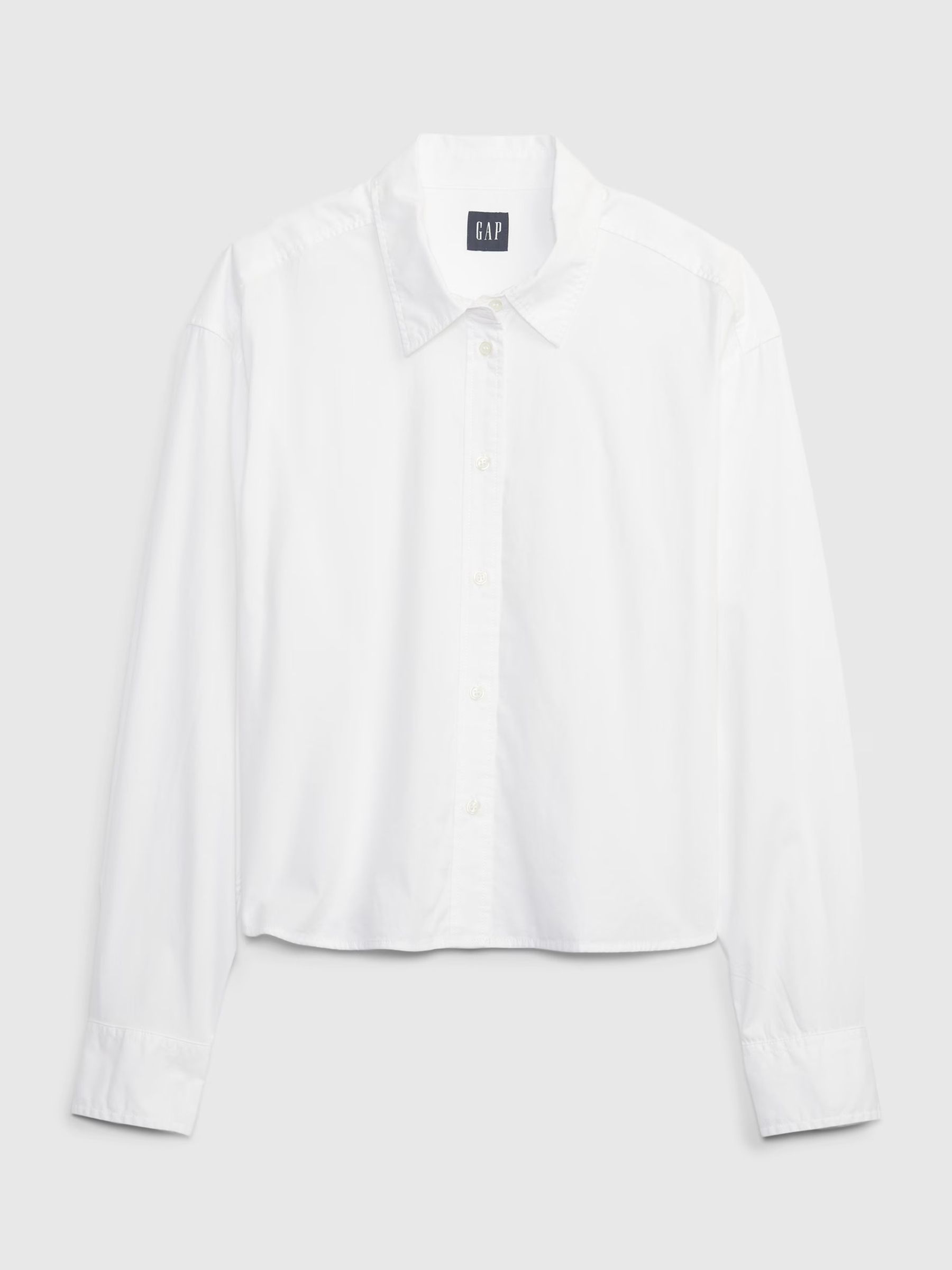 White Organic Cotton Cropped Long Sleeve Shirt - Image 5 of 5