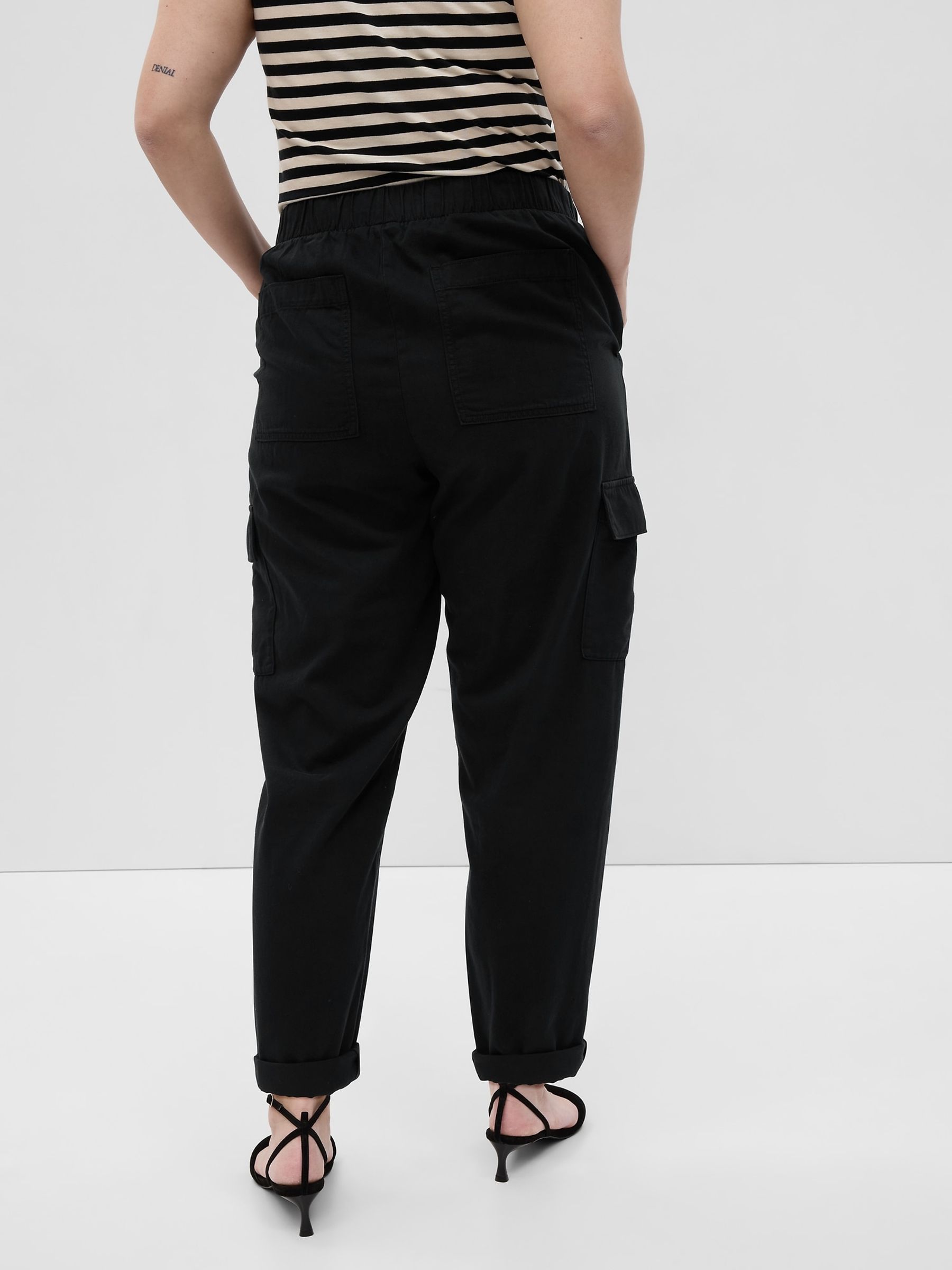 Black Twill Cargo Trousers - Image 2 of 3