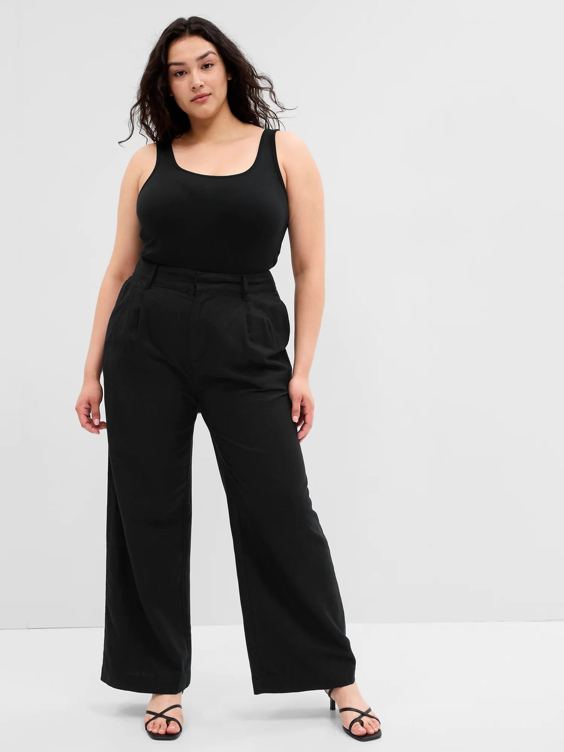 Black Linen Blend Pleated Trousers - Image 3 of 5