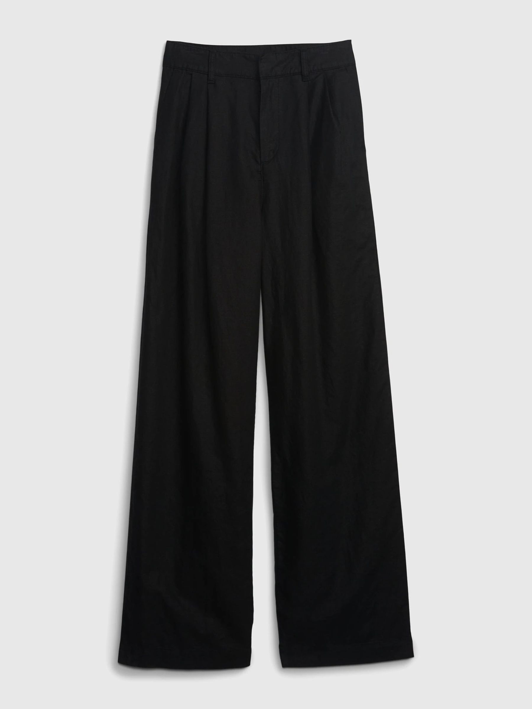Black Linen Blend Pleated Trousers - Image 5 of 5