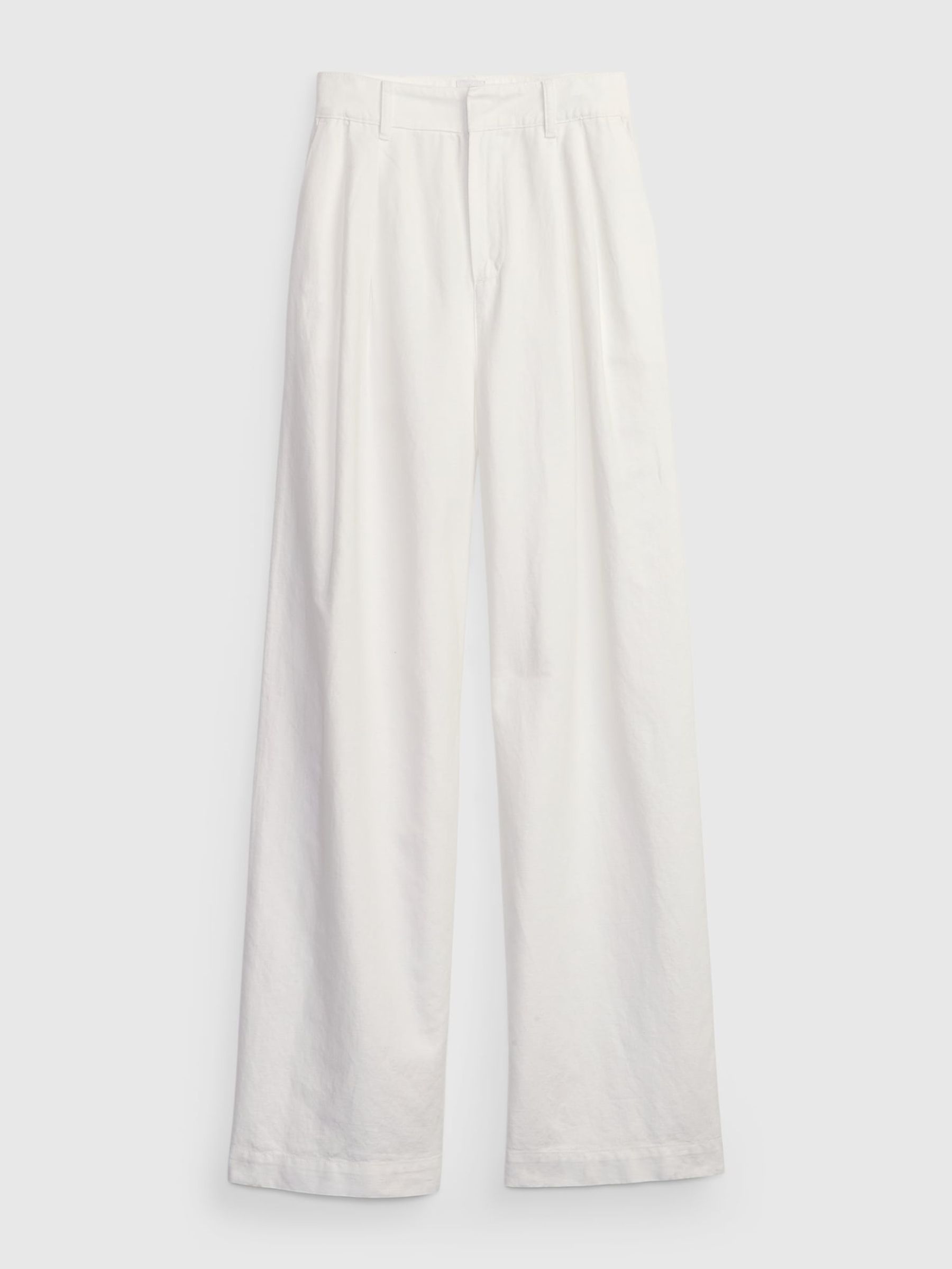 White Linen Blend Pleated Trousers - Image 6 of 6