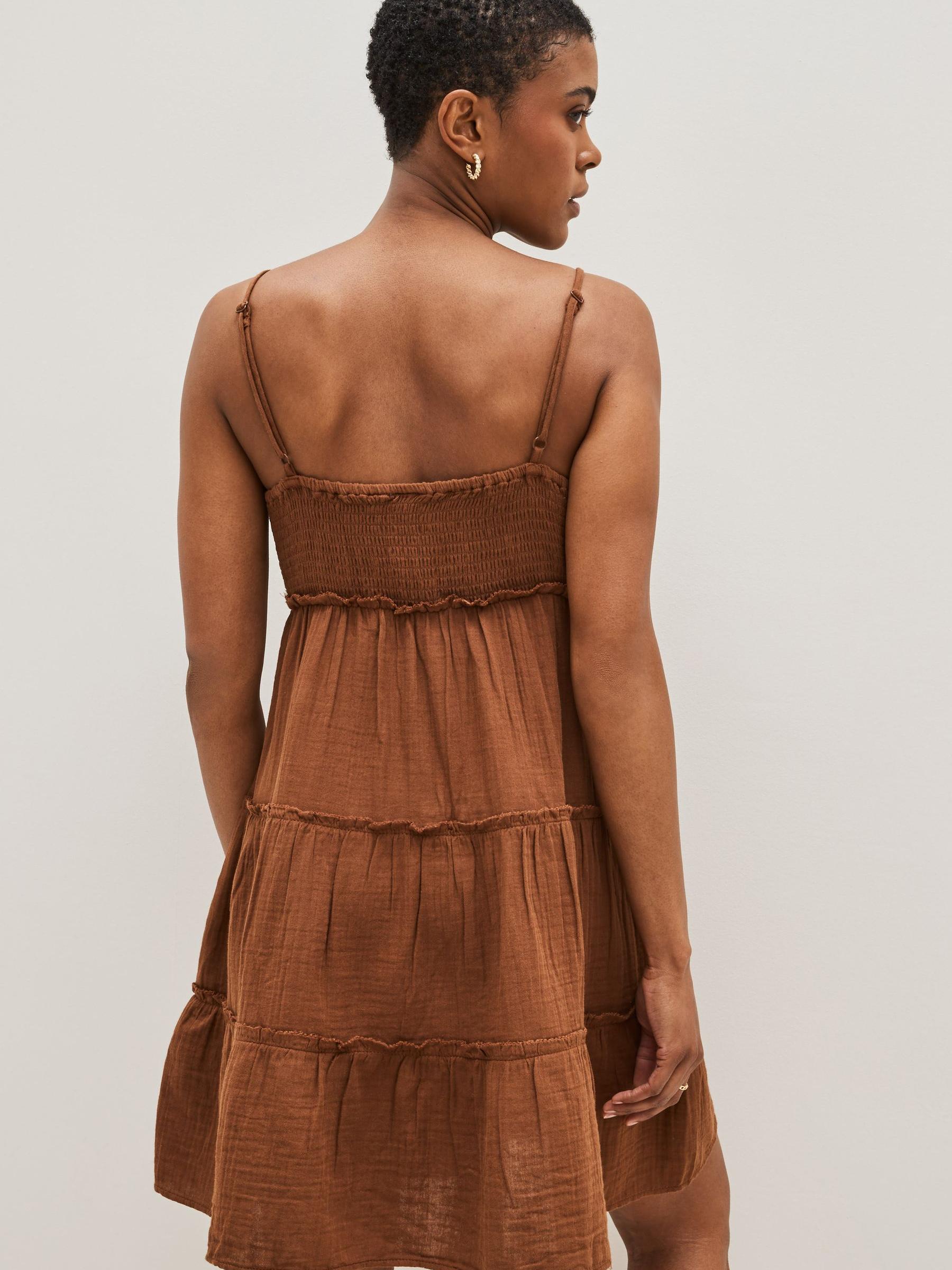 Crinkle Gauze Tiered Sleeveless Mini Dress - Image 2 of 4