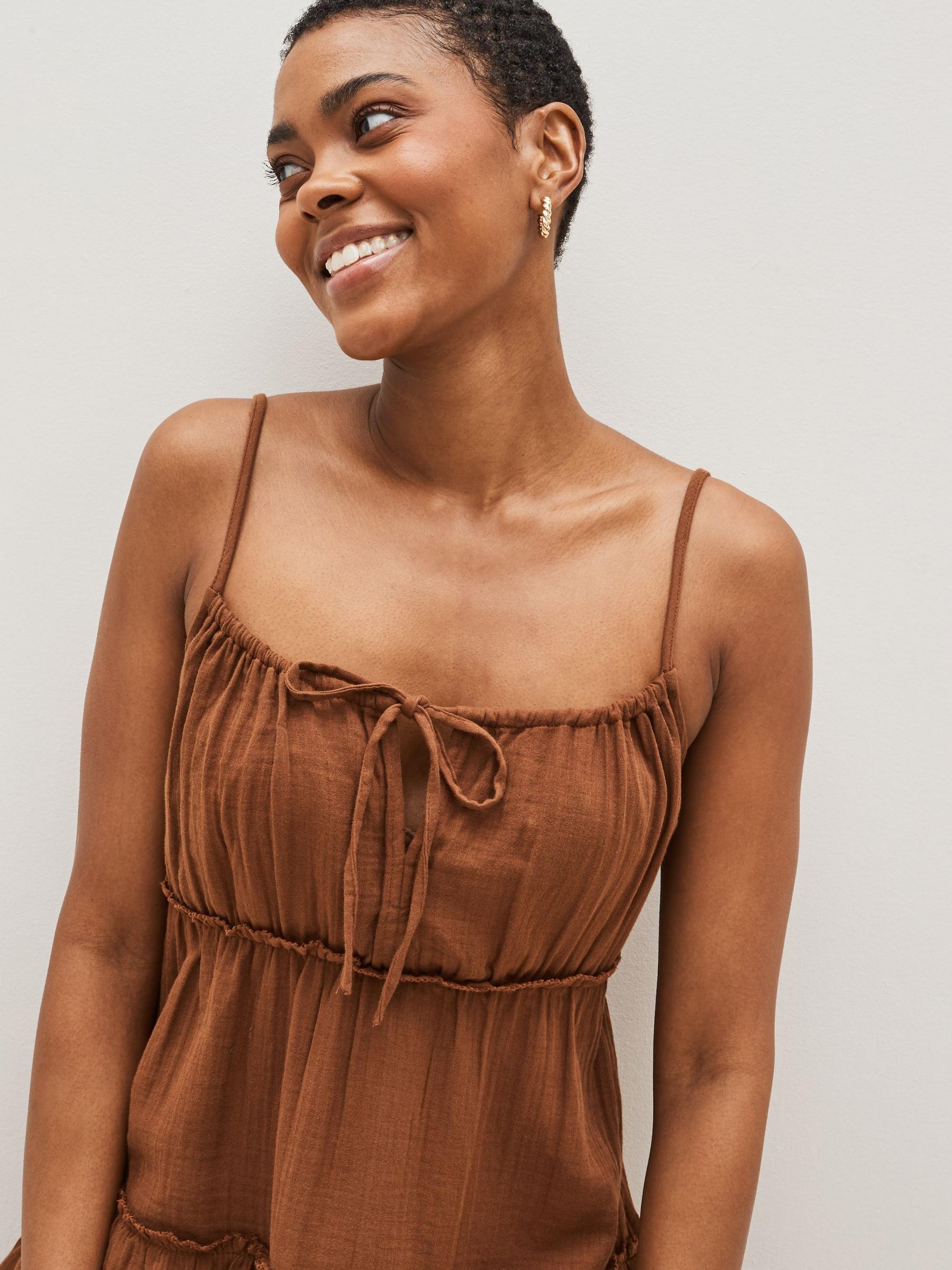 Crinkle Gauze Tiered Sleeveless Mini Dress - Image 3 of 4