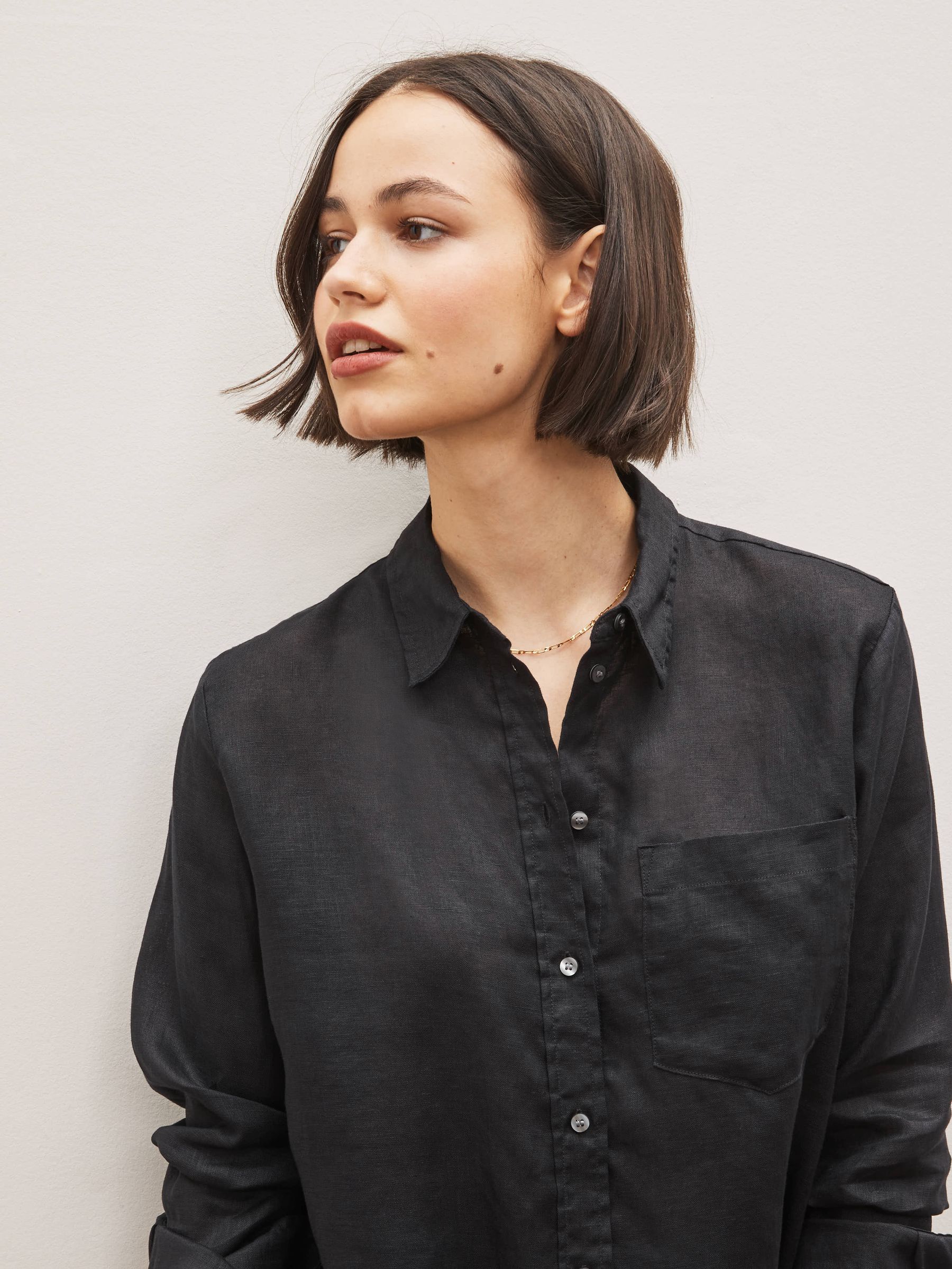 Black Linen Boyfriend Shirt - Image 3 of 6