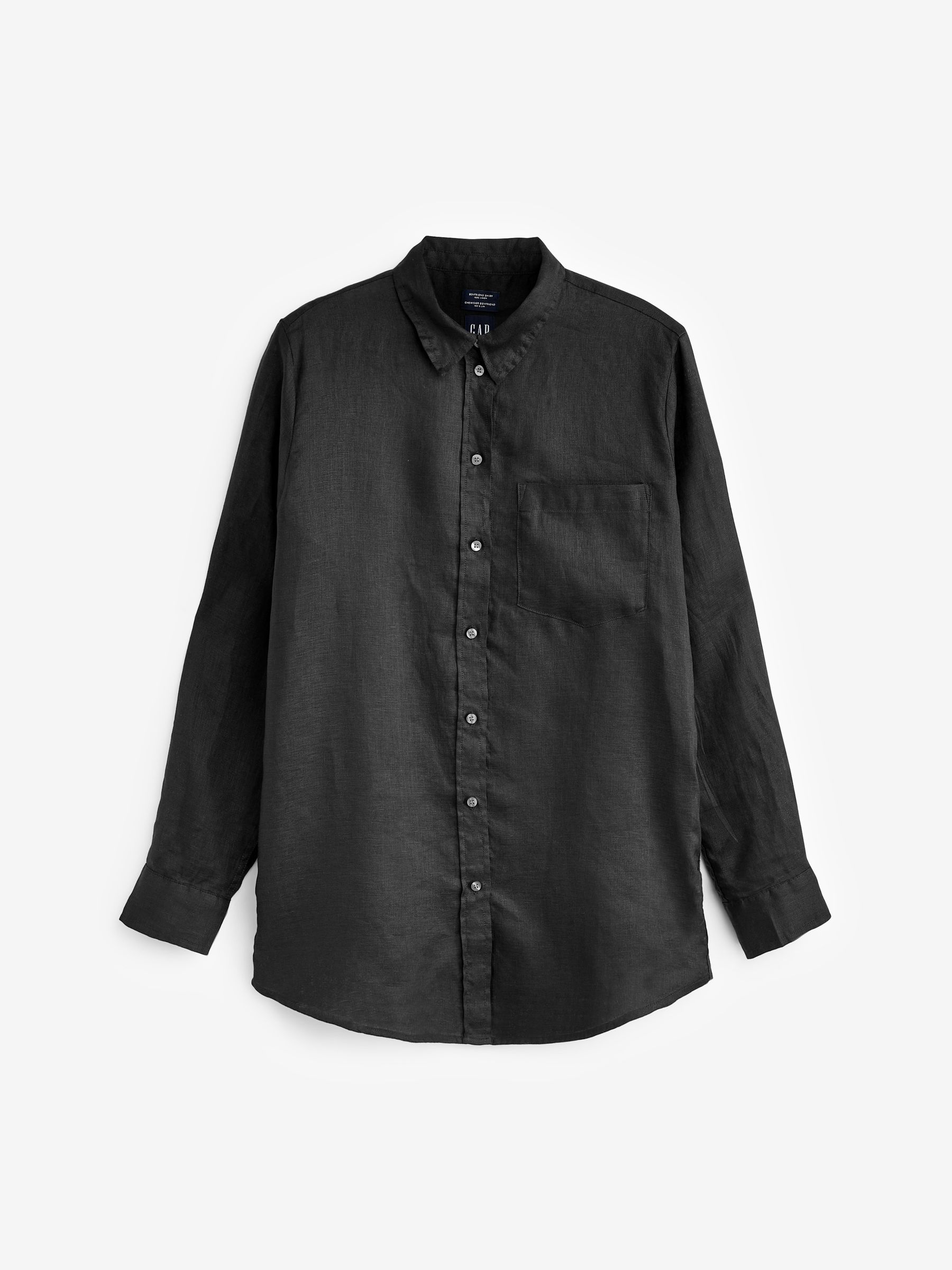 Black Linen Boyfriend Shirt - Image 6 of 6
