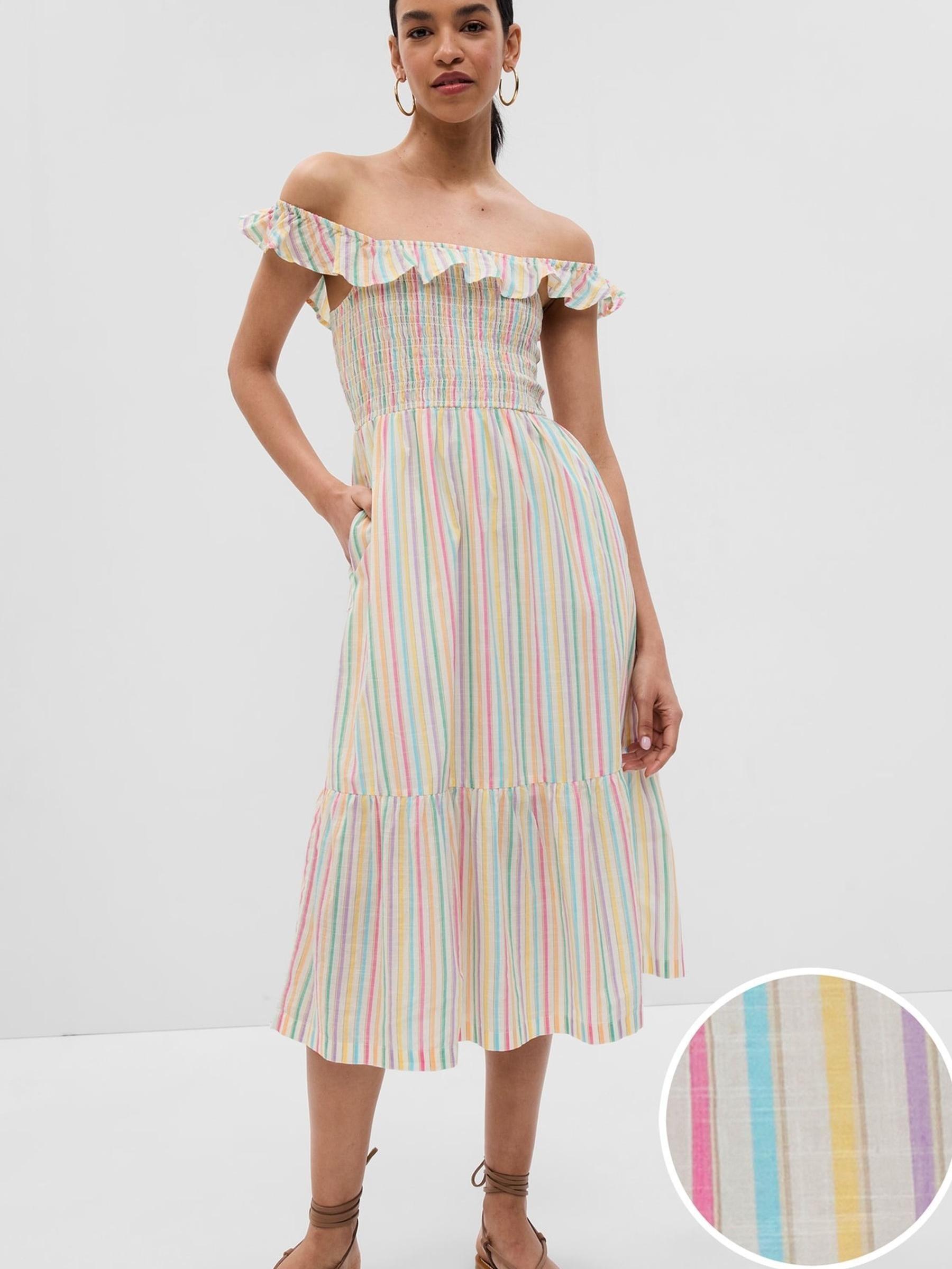 Ruffle Neck Off-the-Shoulder Midi Dress - Image 1 of 2