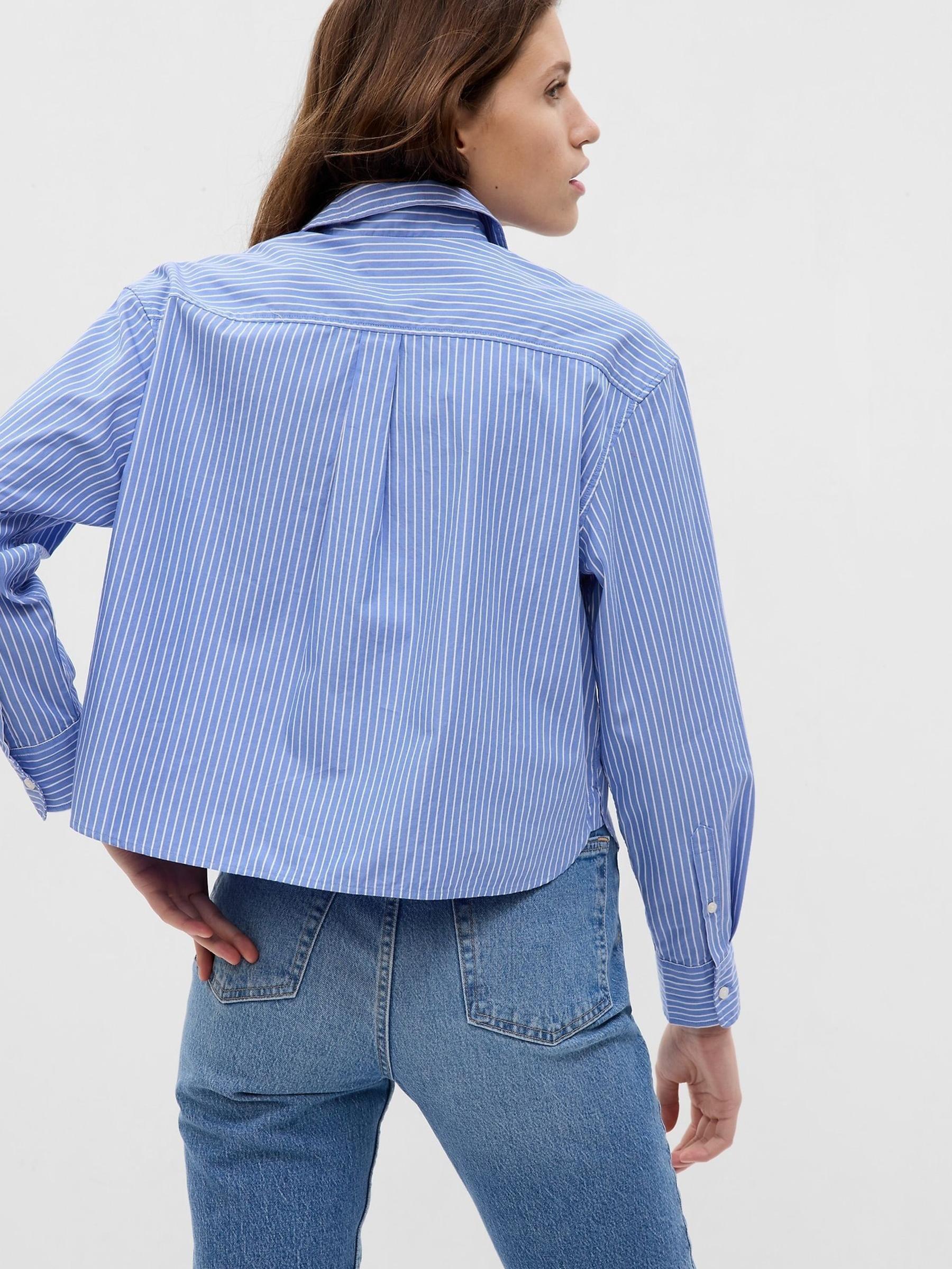 Blue Organic Cotton Cropped Long Sleeve Shirt - Image 2 of 3