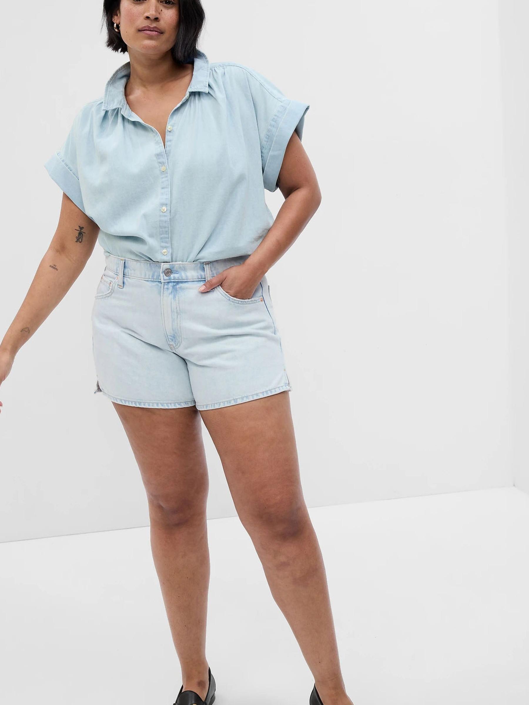 Light Wash Blue Low Rise Denim Shorts - Image 4 of 5
