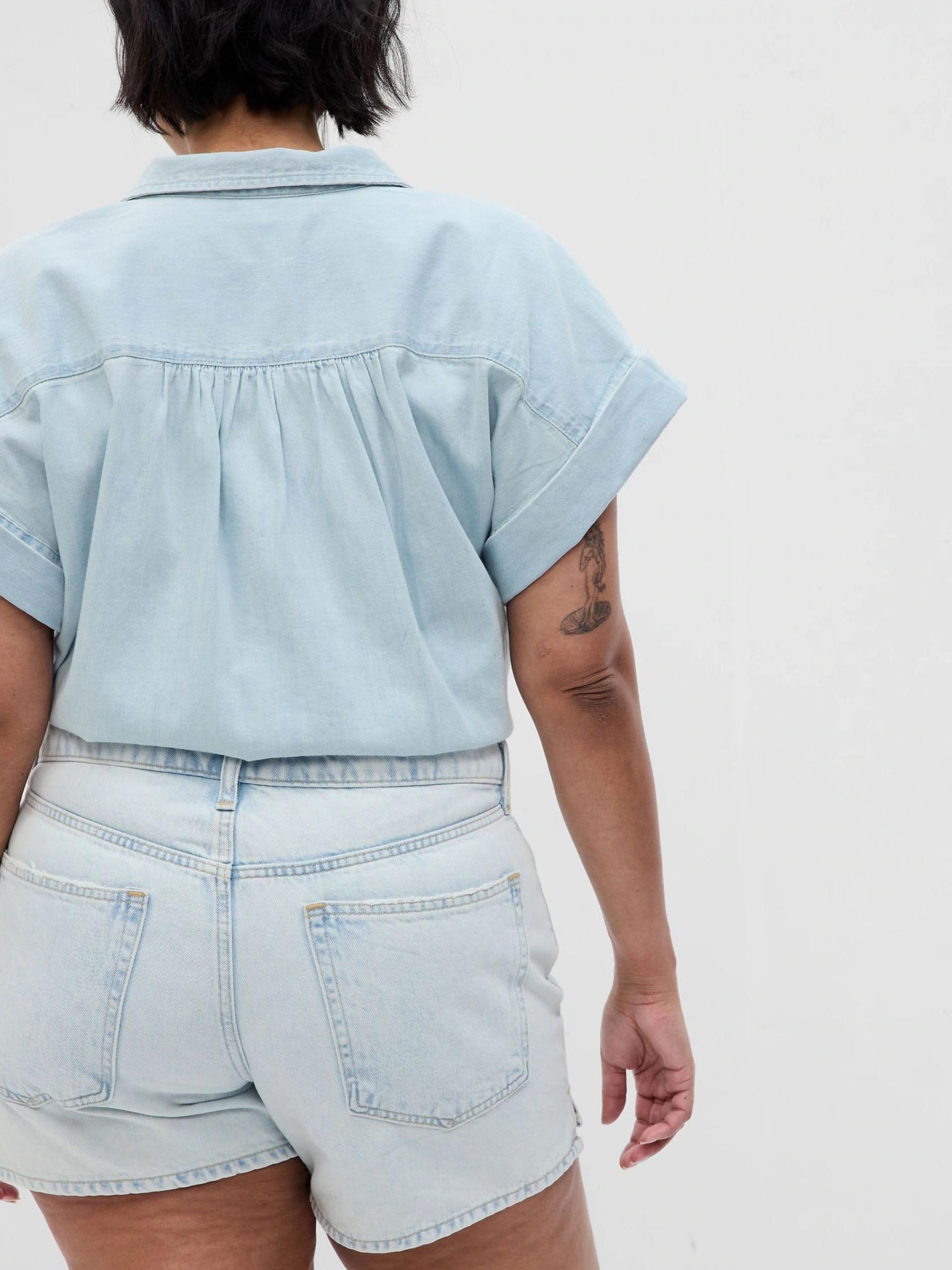 Light Wash Blue Low Rise Denim Shorts - Image 5 of 5