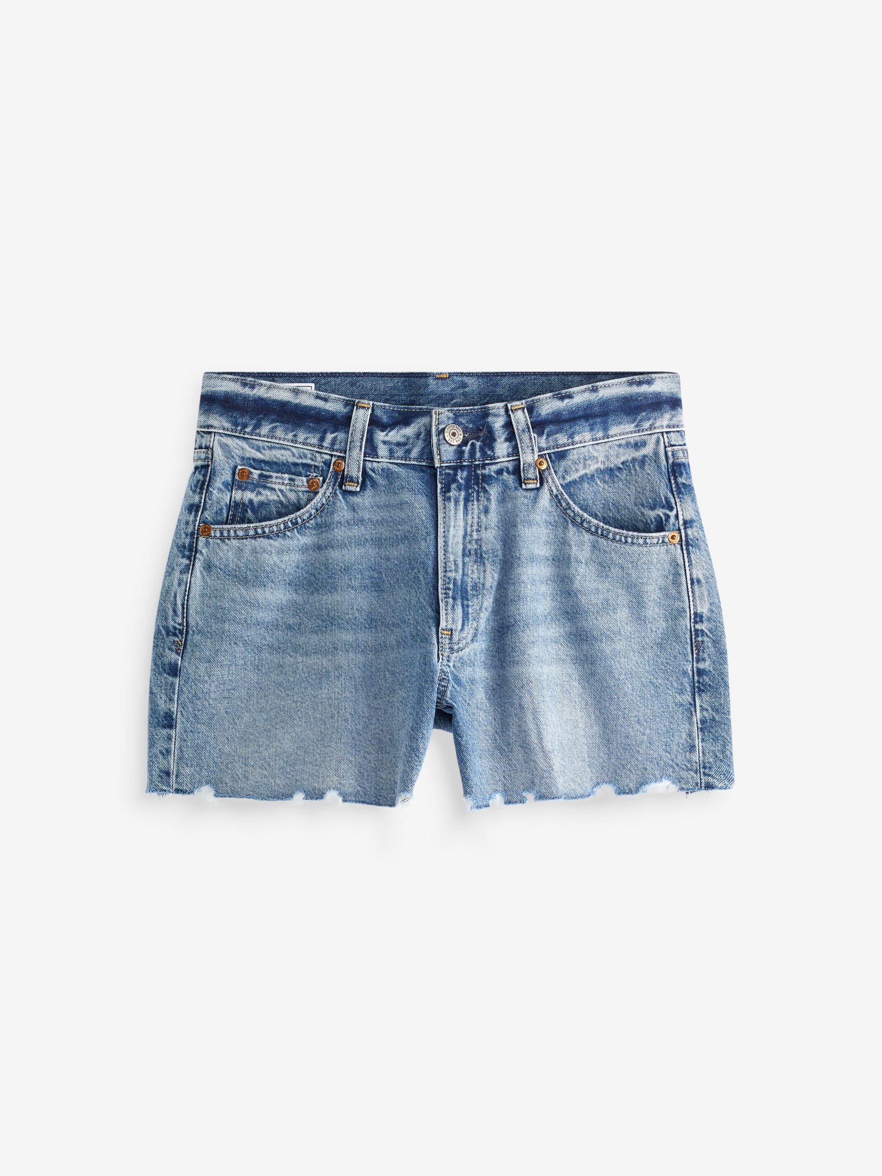 Dark wash Low Rise Distressed Denim Shorts - Image 7 of 7
