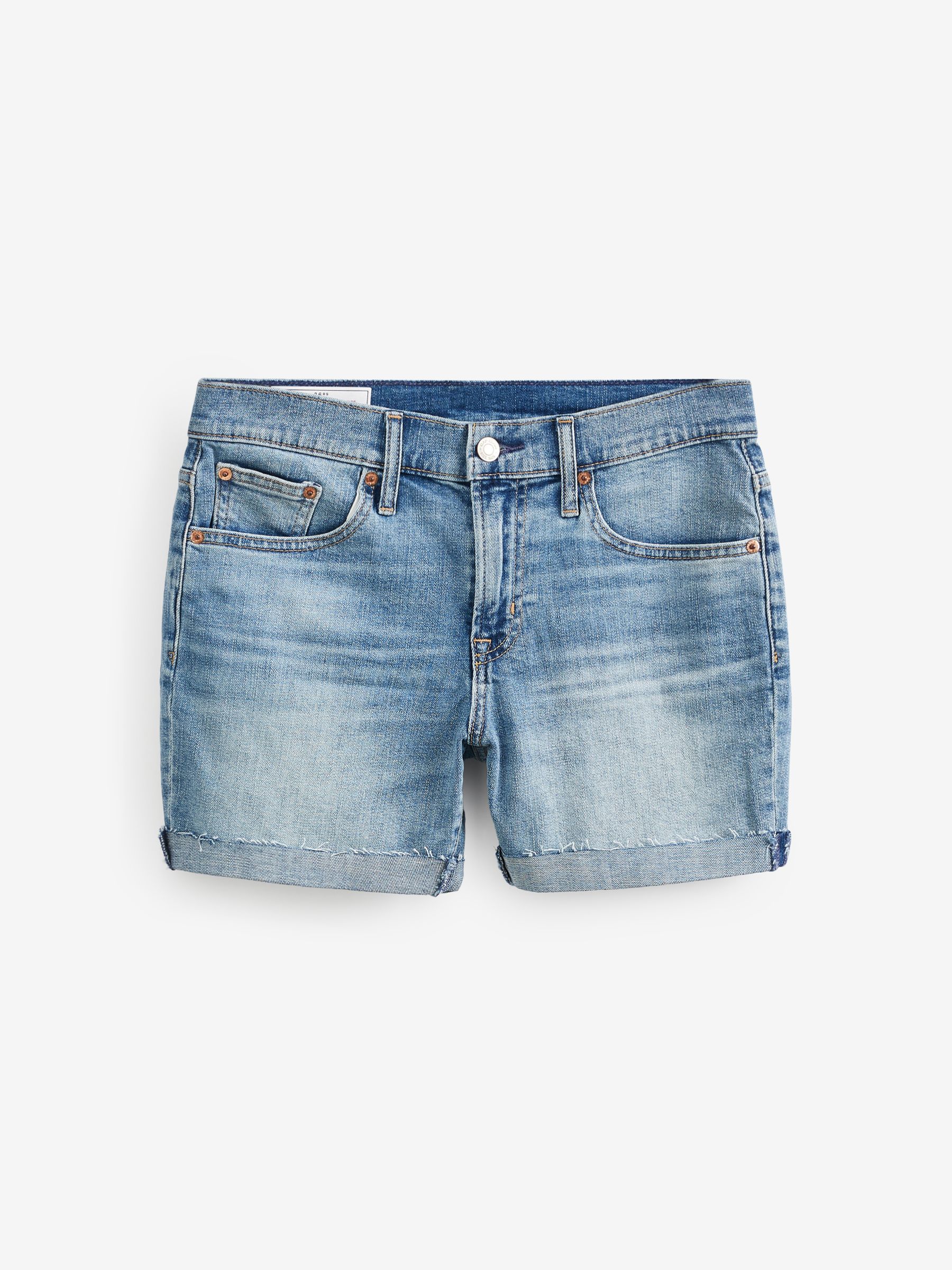 Blue Denim Mid Rise Girlfriend Shorts - Image 4 of 4