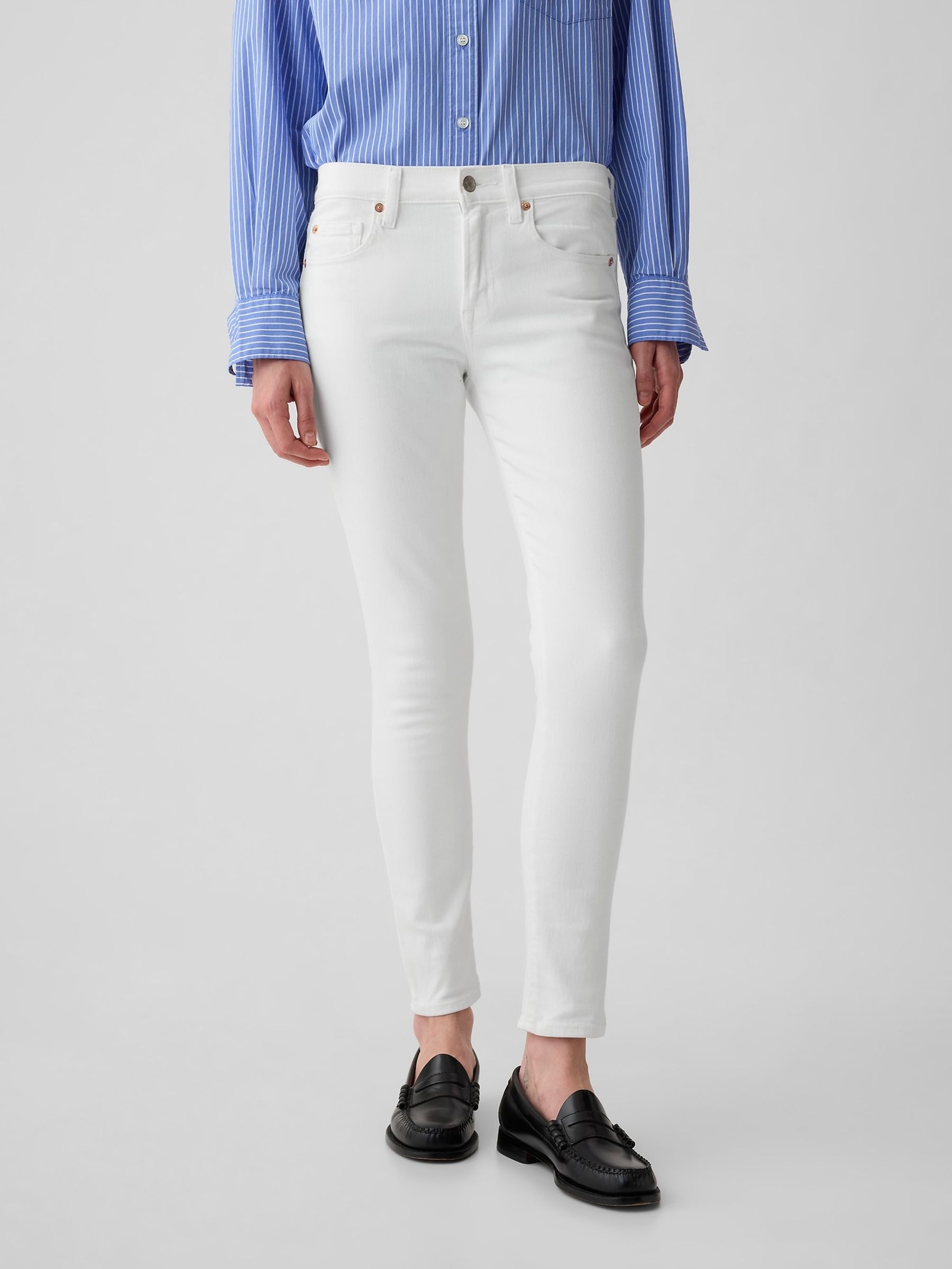 White Stretch Mid Rise True Skinny Jeans - Image 6 of 11
