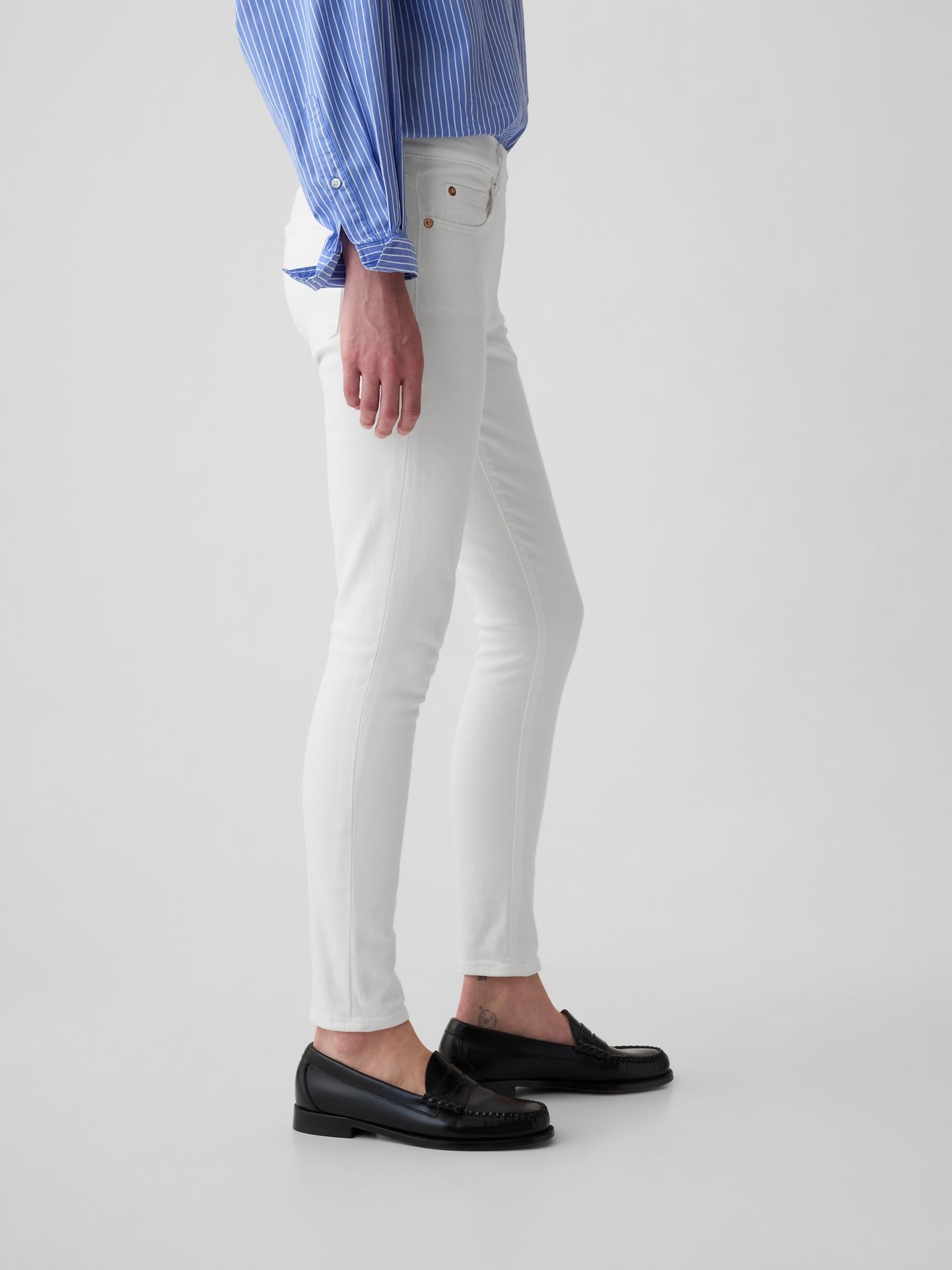 White Stretch Mid Rise True Skinny Jeans - Image 7 of 11